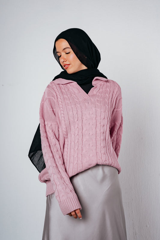 Knit Heaven Pullover in Rose