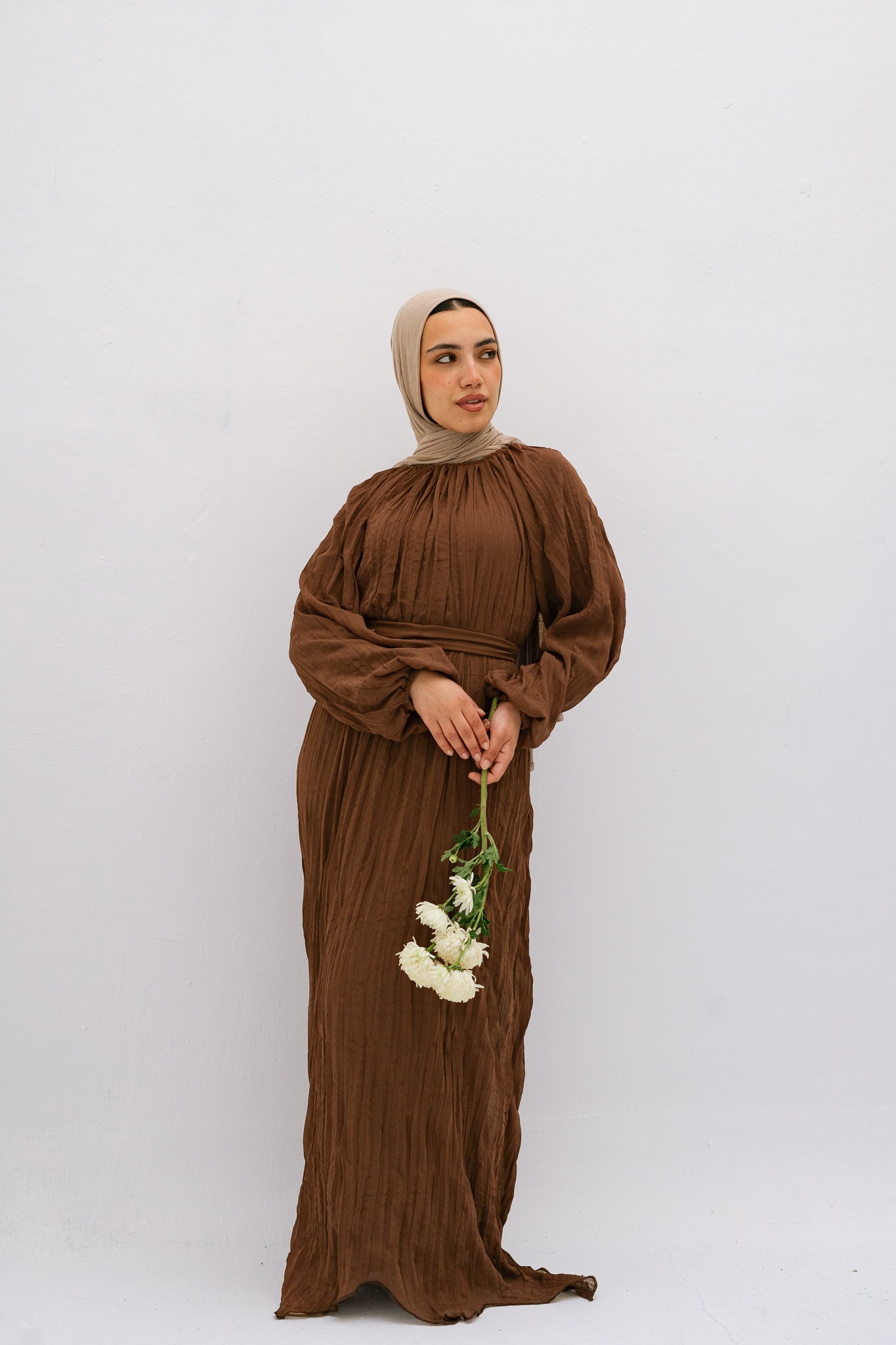 Nazly crushed dress in Brown