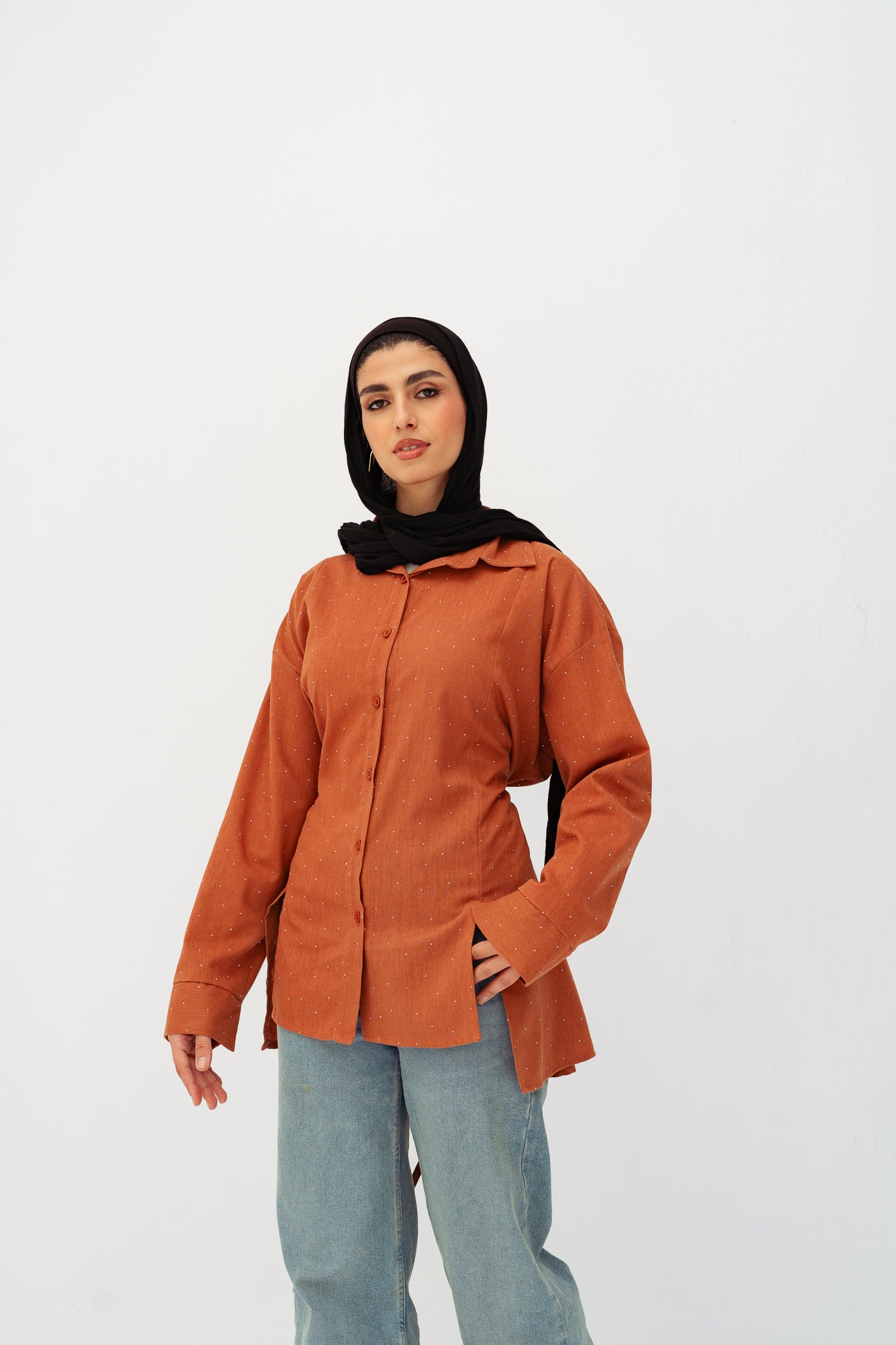 Studded Glam shirt in Rust