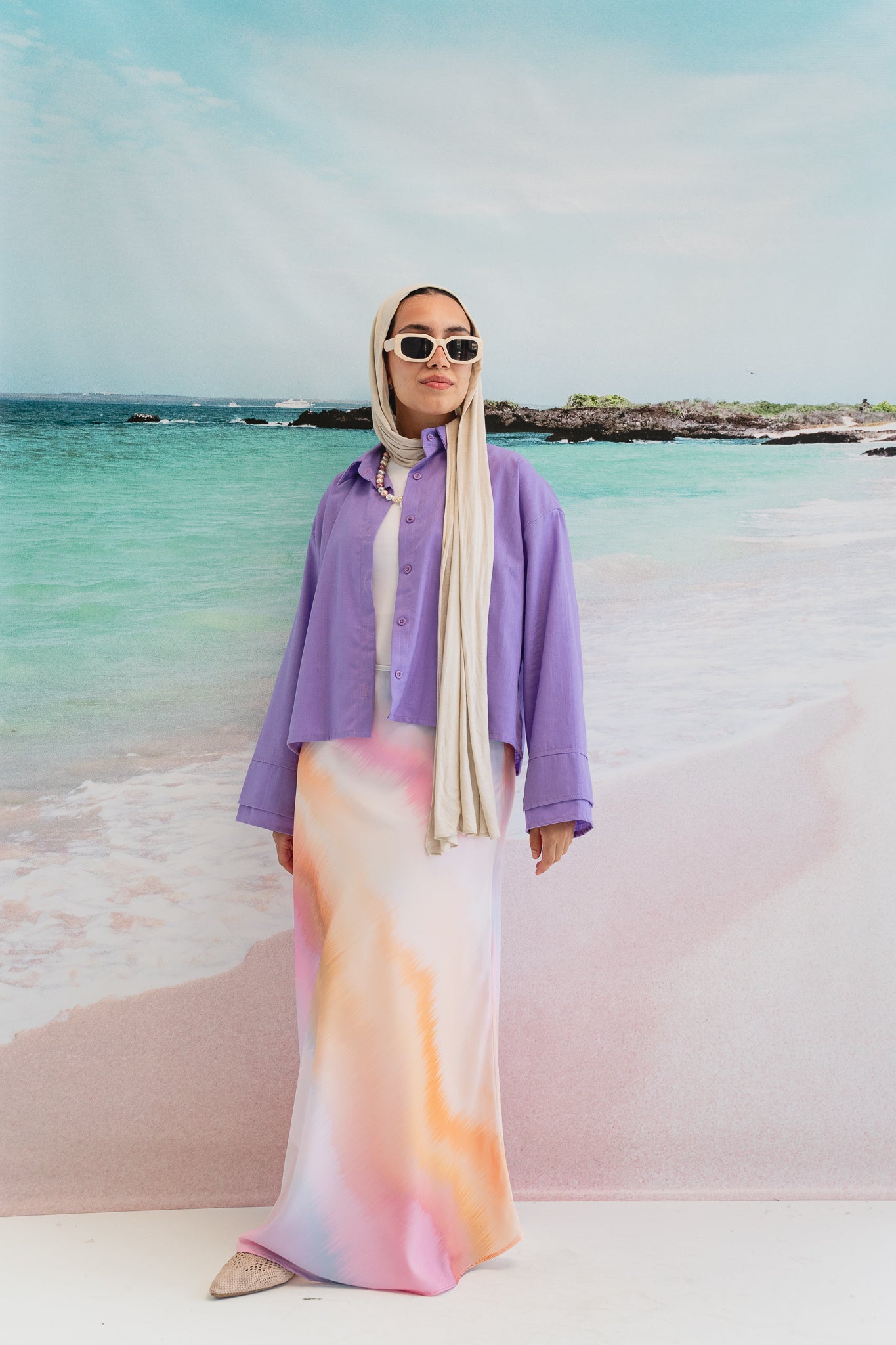 Pastel cloud cropped shirt in Lilac