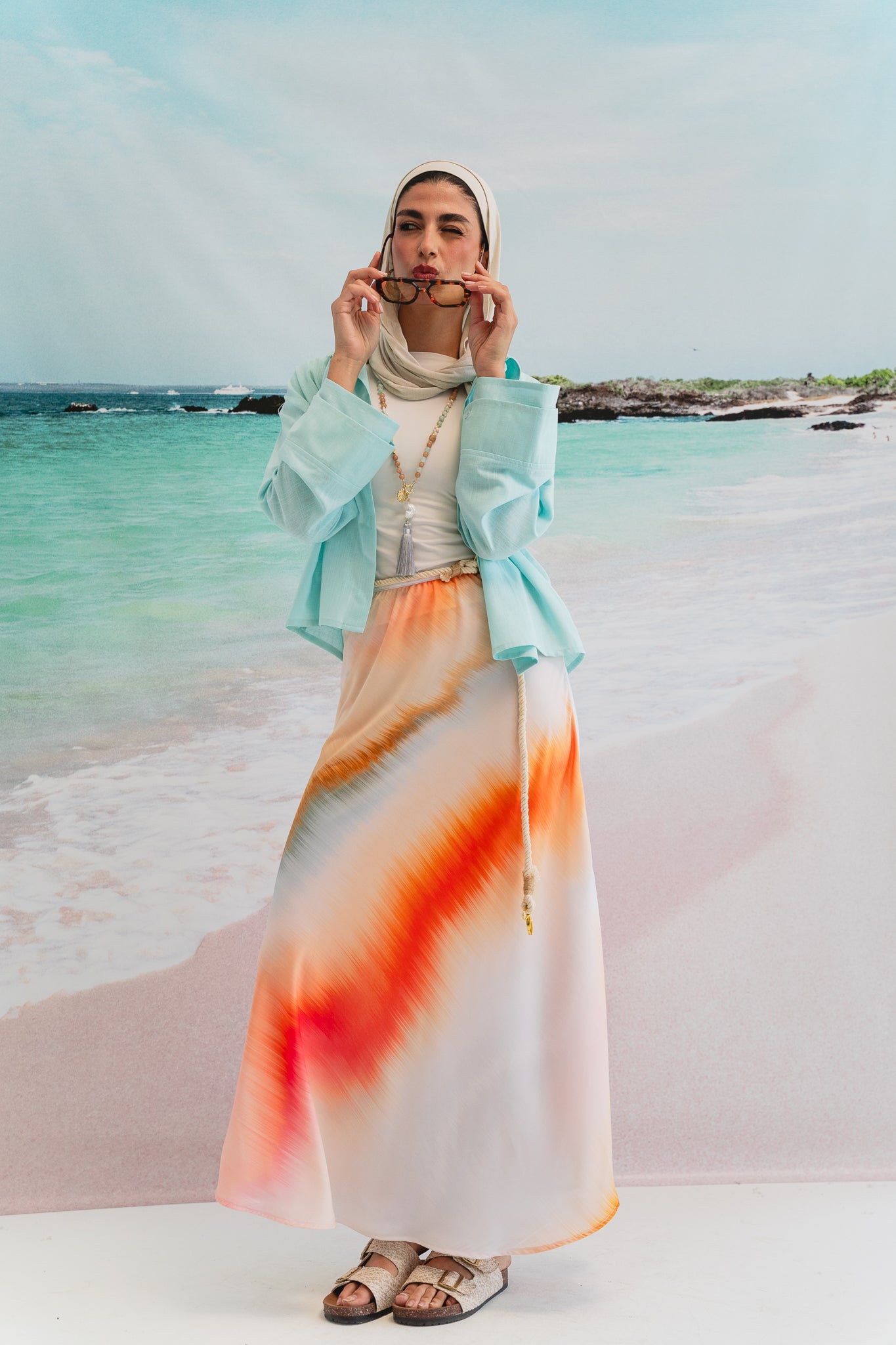Pastel cloud cropped shirt in Aqua