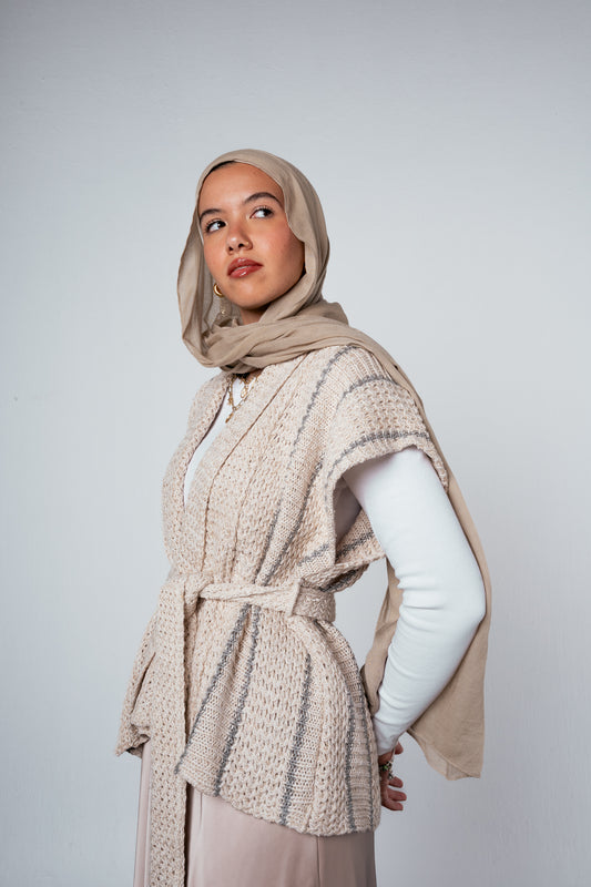 Silver Threads Knit Vest in Off white