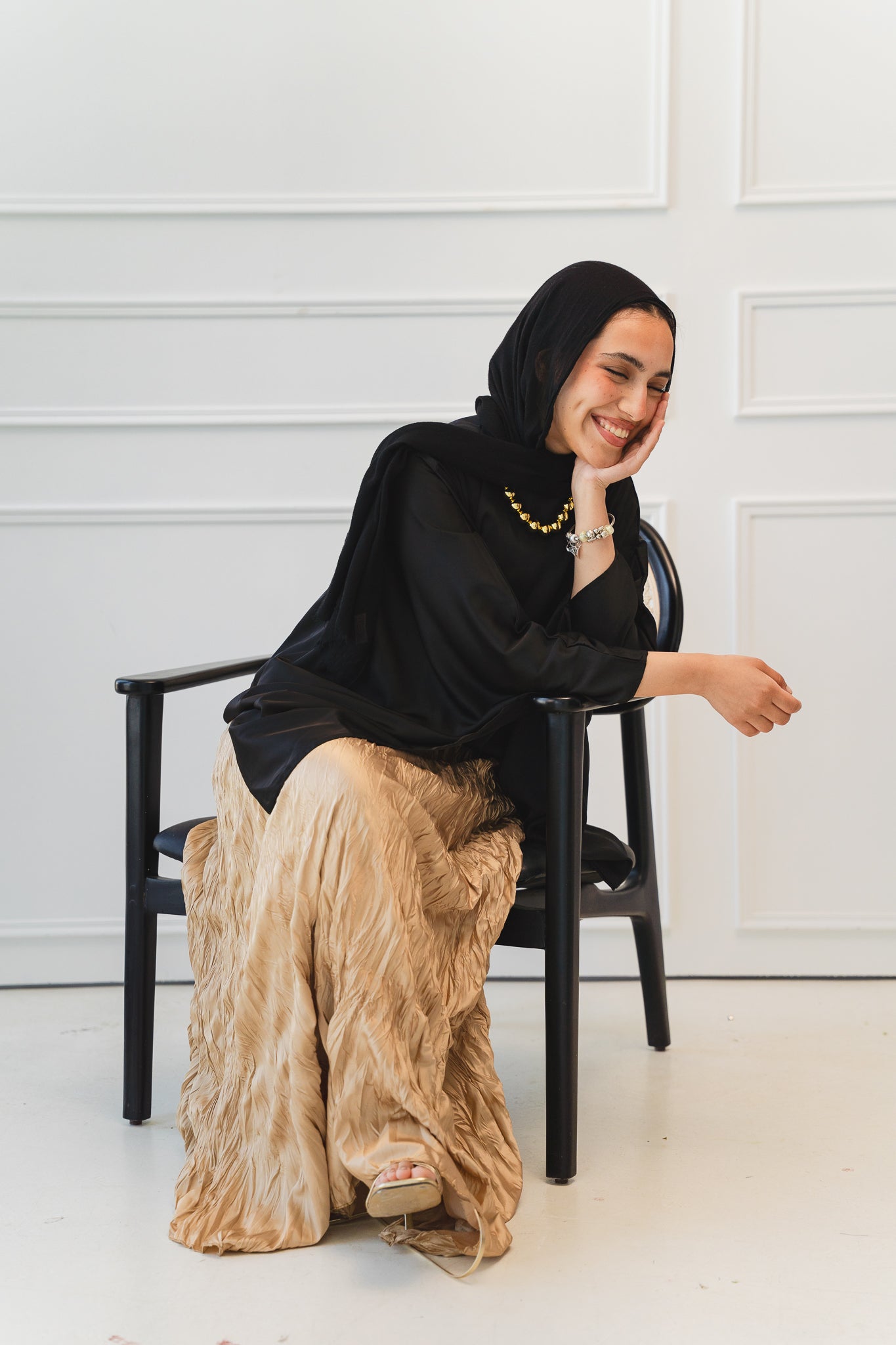 Anne Crushed skirt in Golden beige