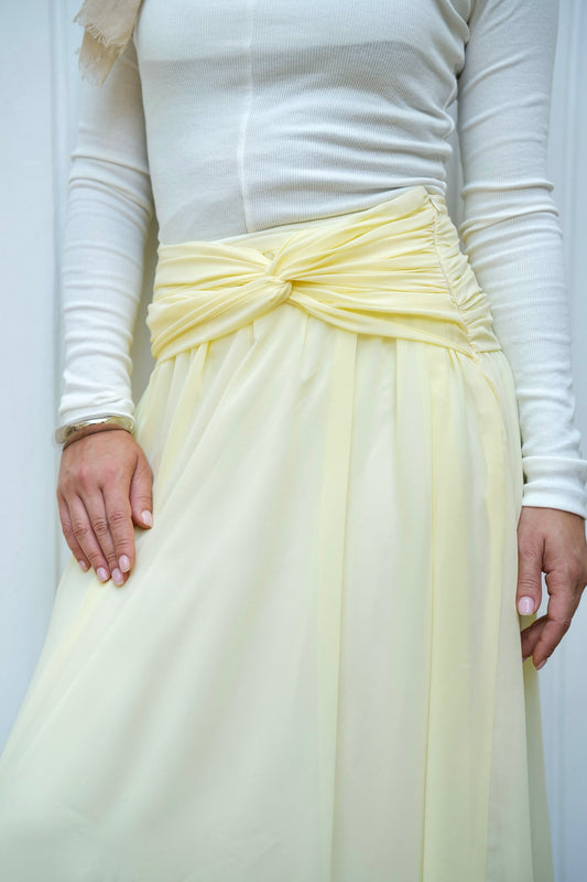 Ruby Twisted Skirt in Butter yellow