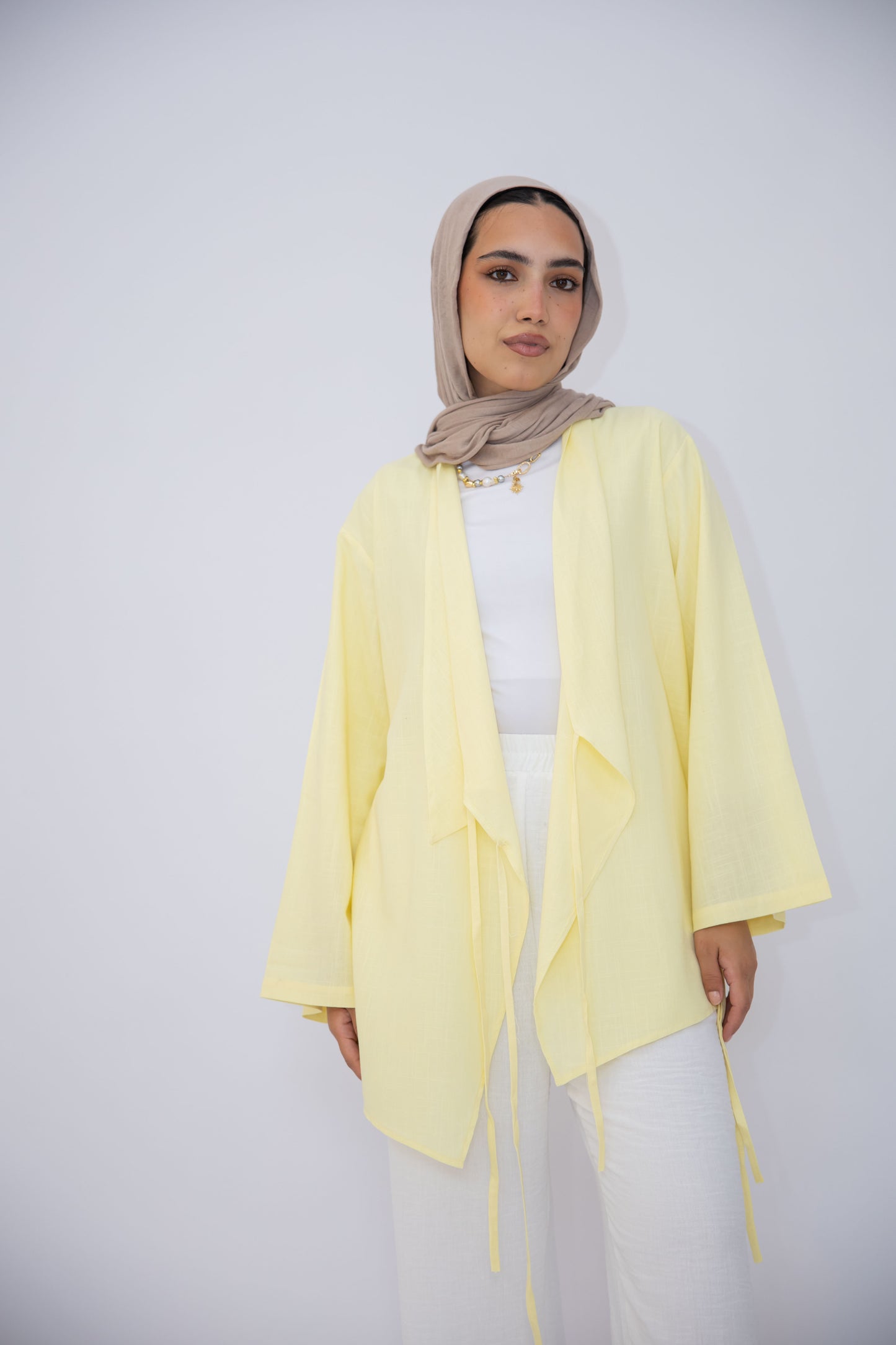 Side Tie Linen Top in Yellow