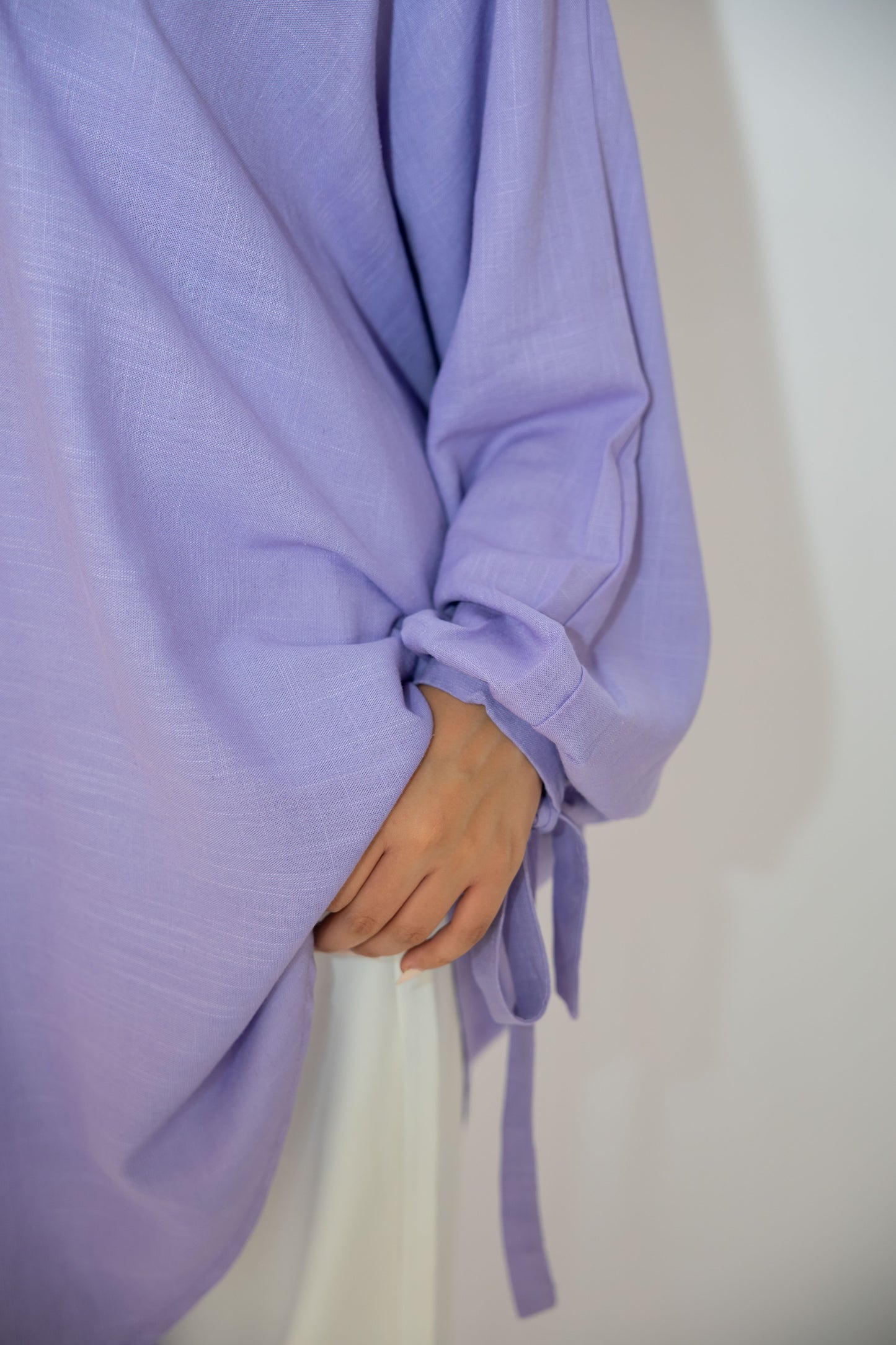 Asymmetric Linen Top in Lilac