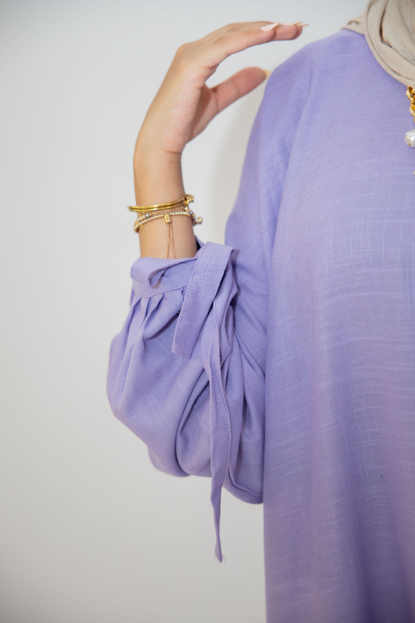 Asymmetric Linen Top in Lilac