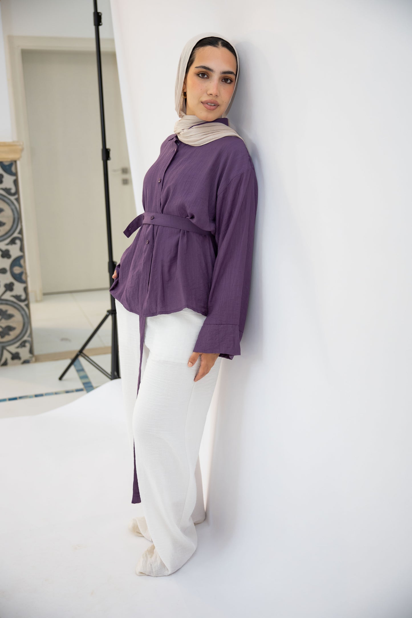 The Adjust belted shirt in Purple