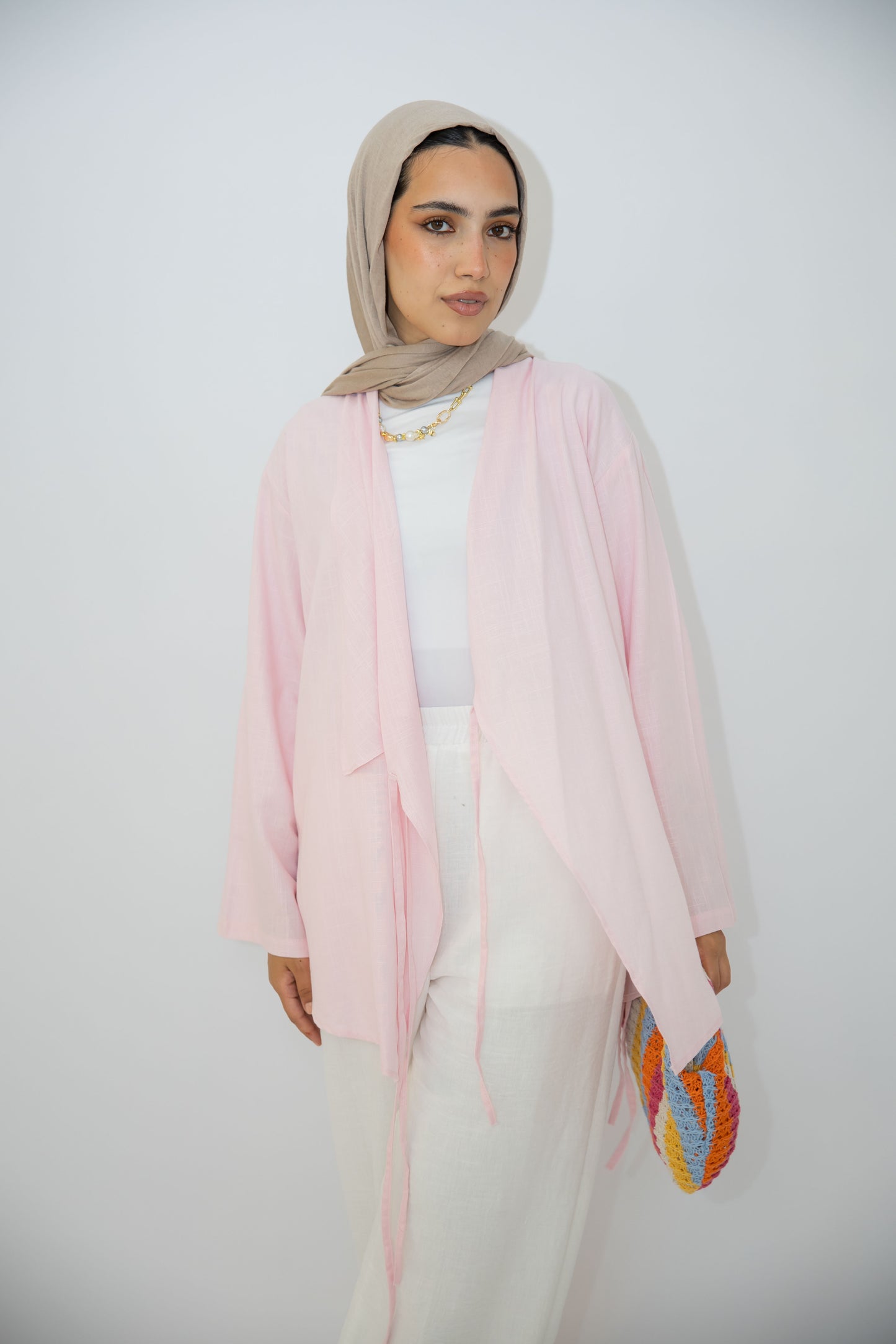 Side Tie Linen Top in Rose