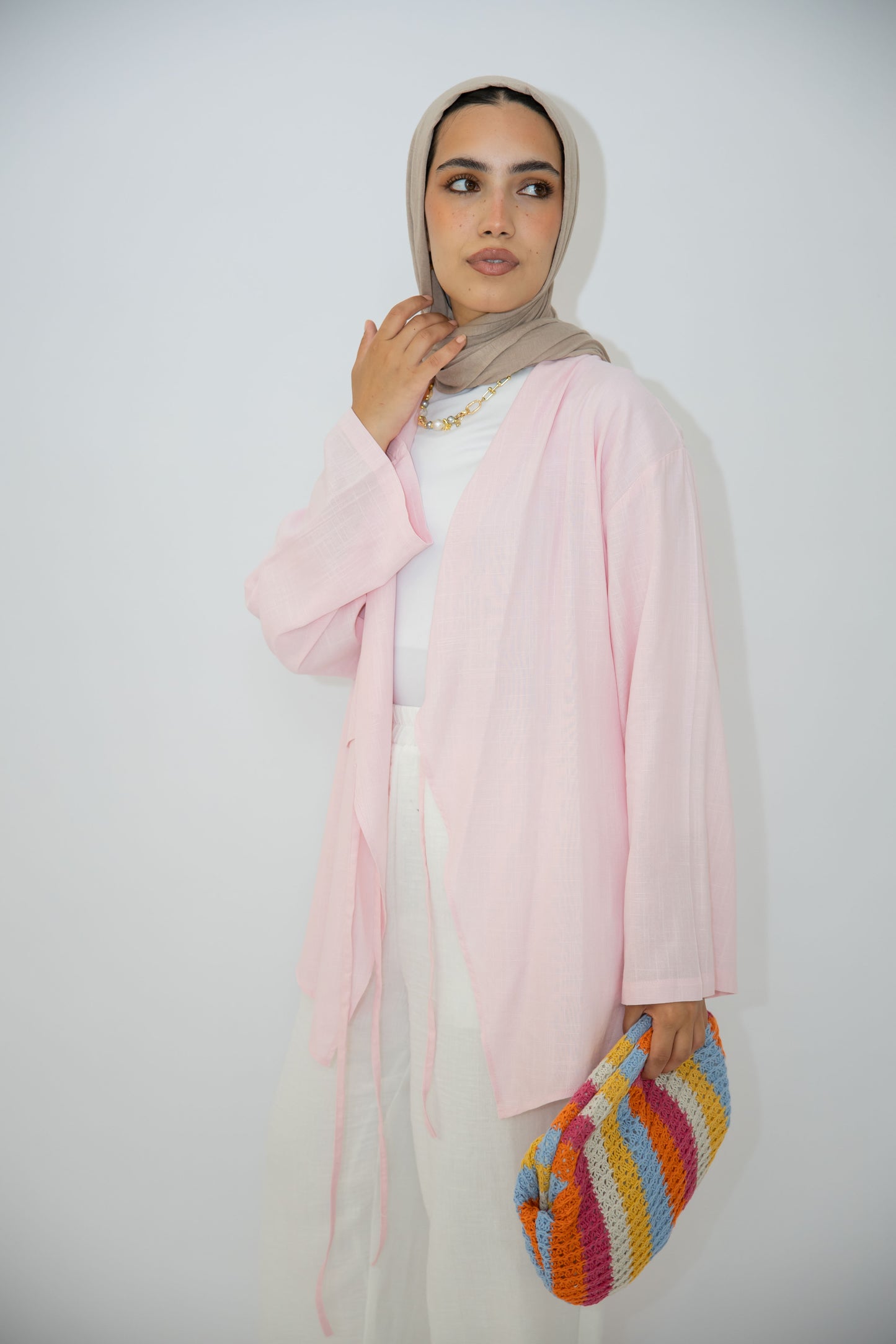 Side Tie Linen Top in Rose