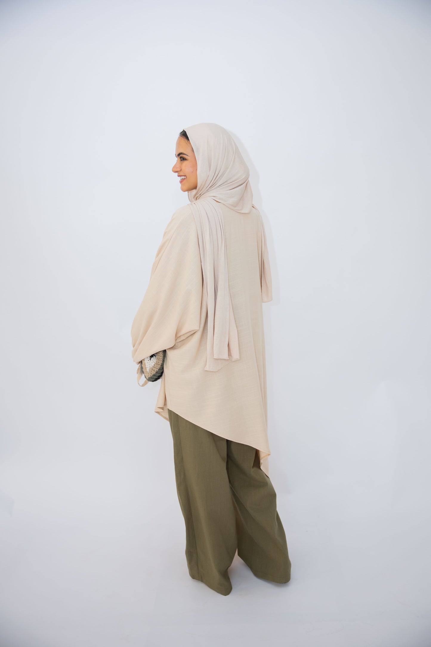 Asymmetric Linen Top in Beige