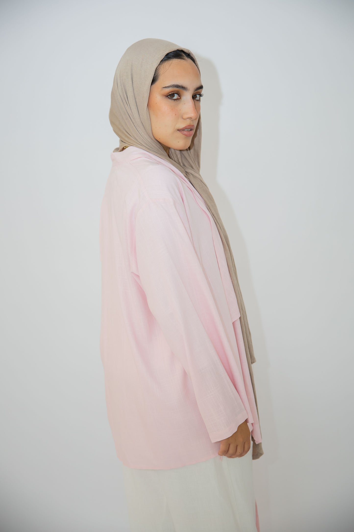Side Tie Linen Top in Rose