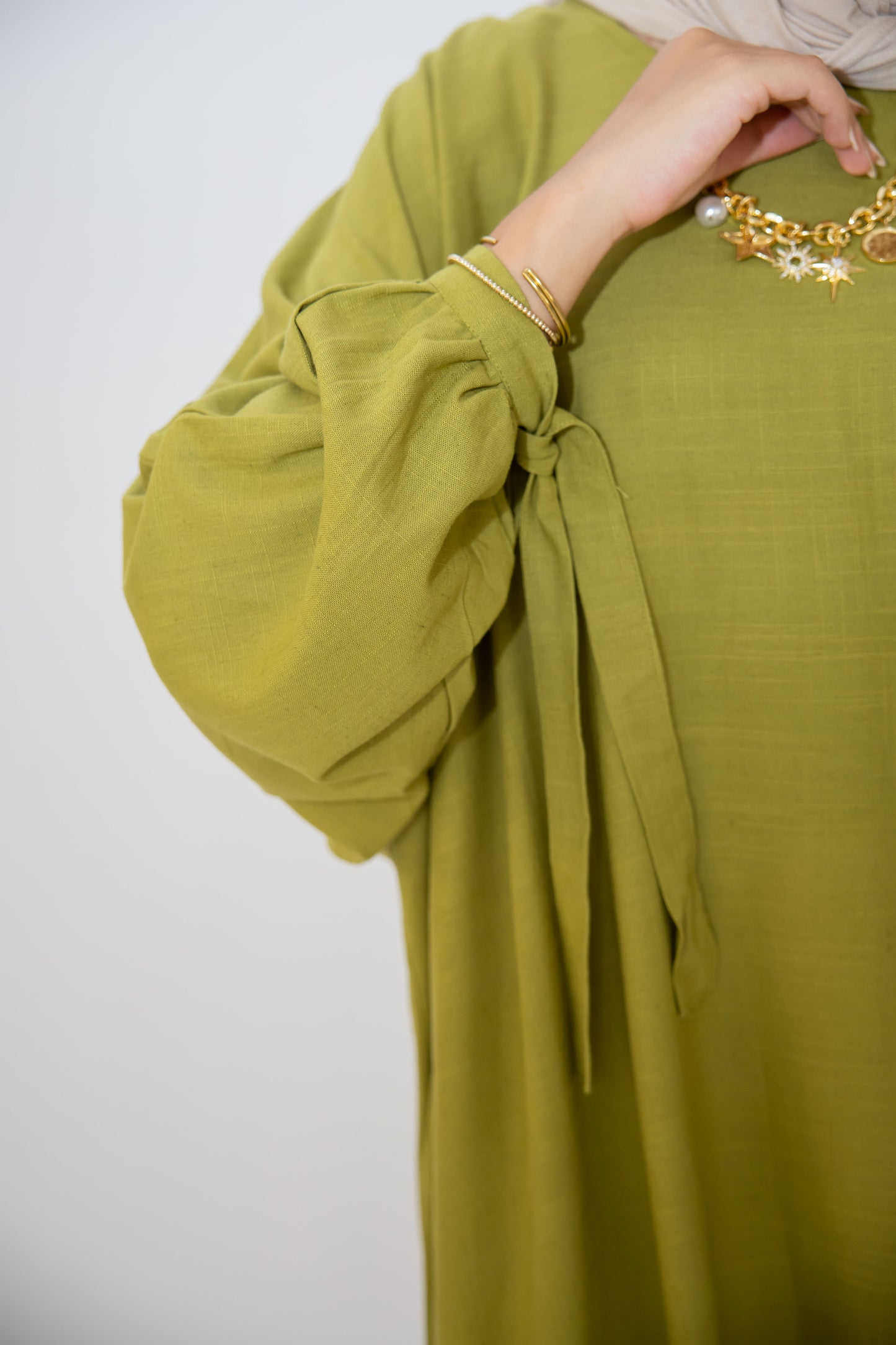 Asymmetric Linen Top in Lime