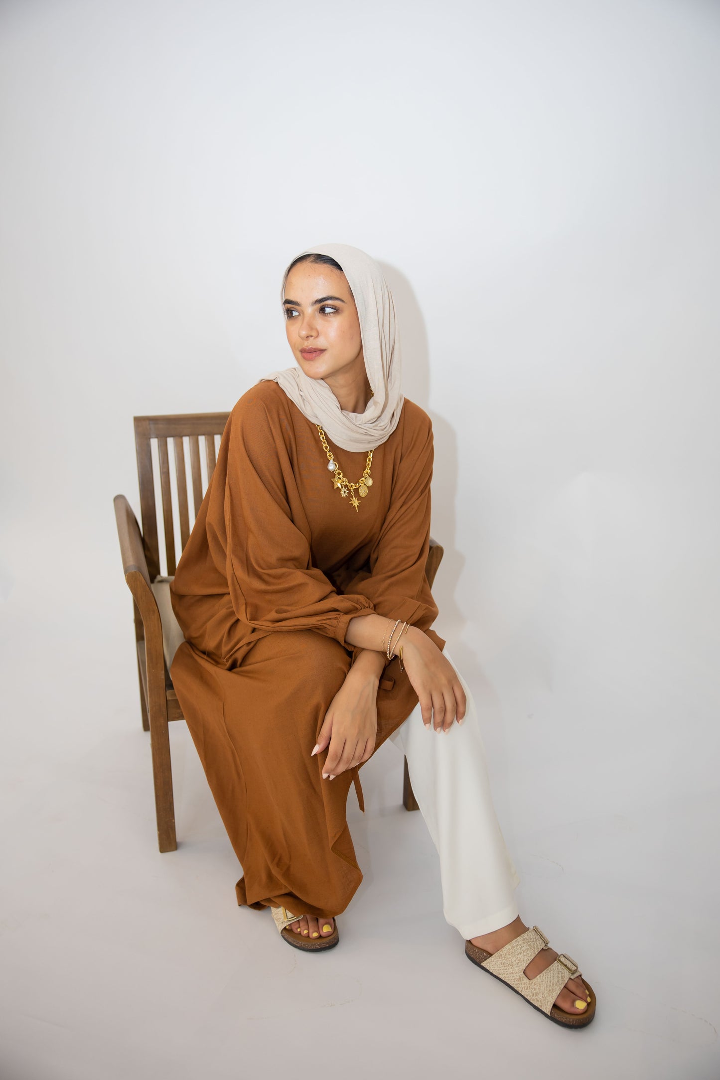 Asymmetric Linen Top in Brown