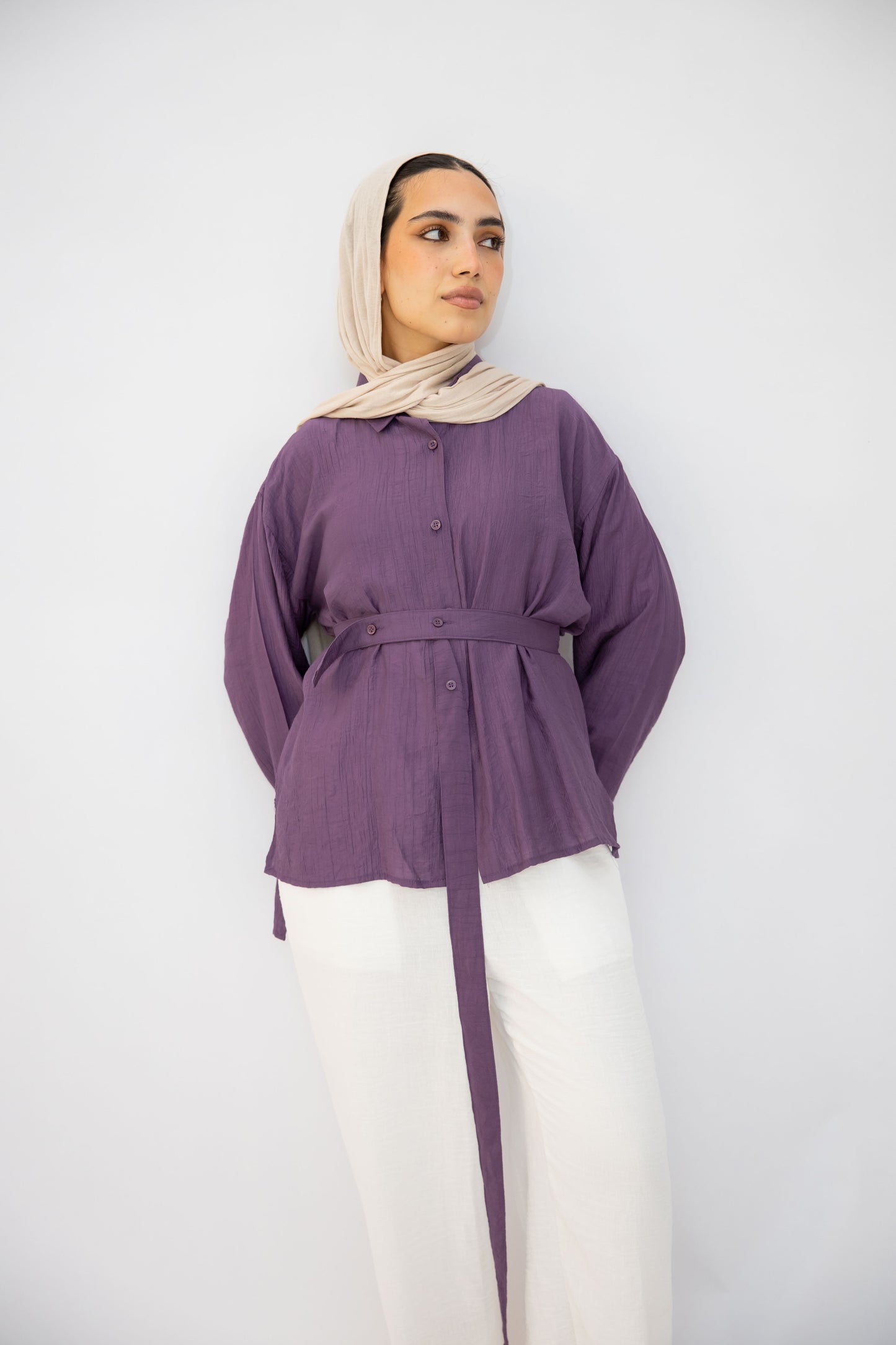The Adjust belted shirt in Purple