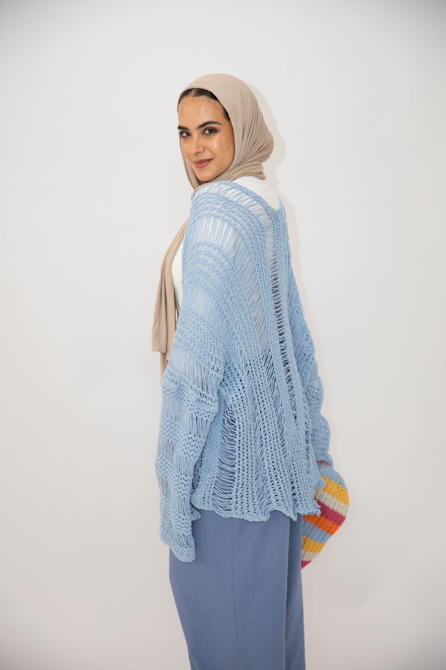Coastal Crochet Cover-up in Baby Blue