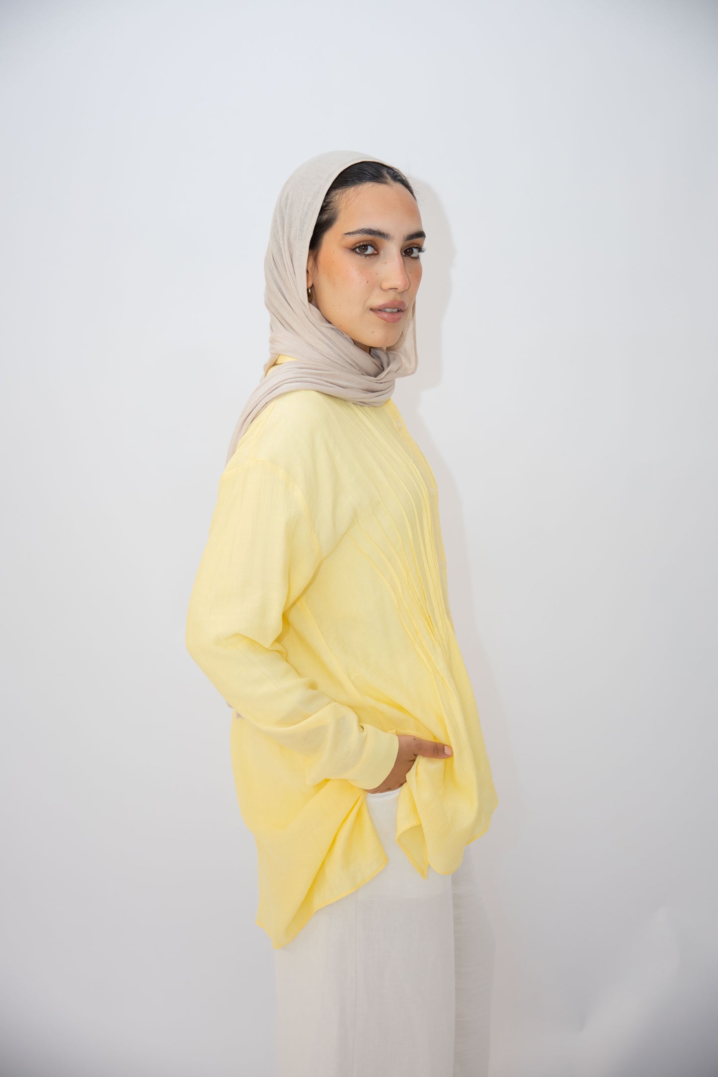 Pleat Lines top in Yellow