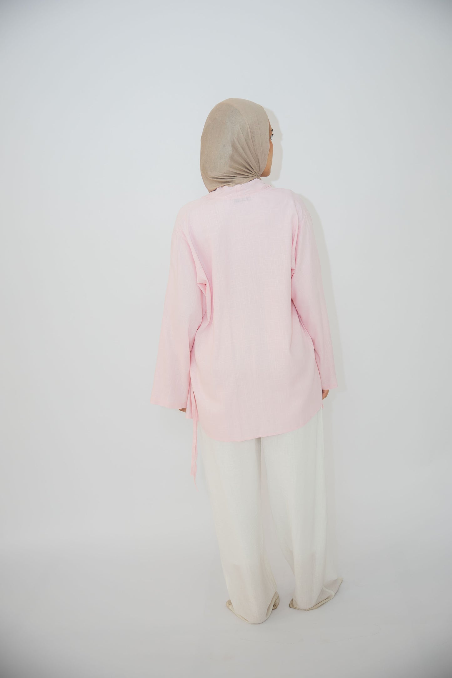 Side Tie Linen Top in Rose