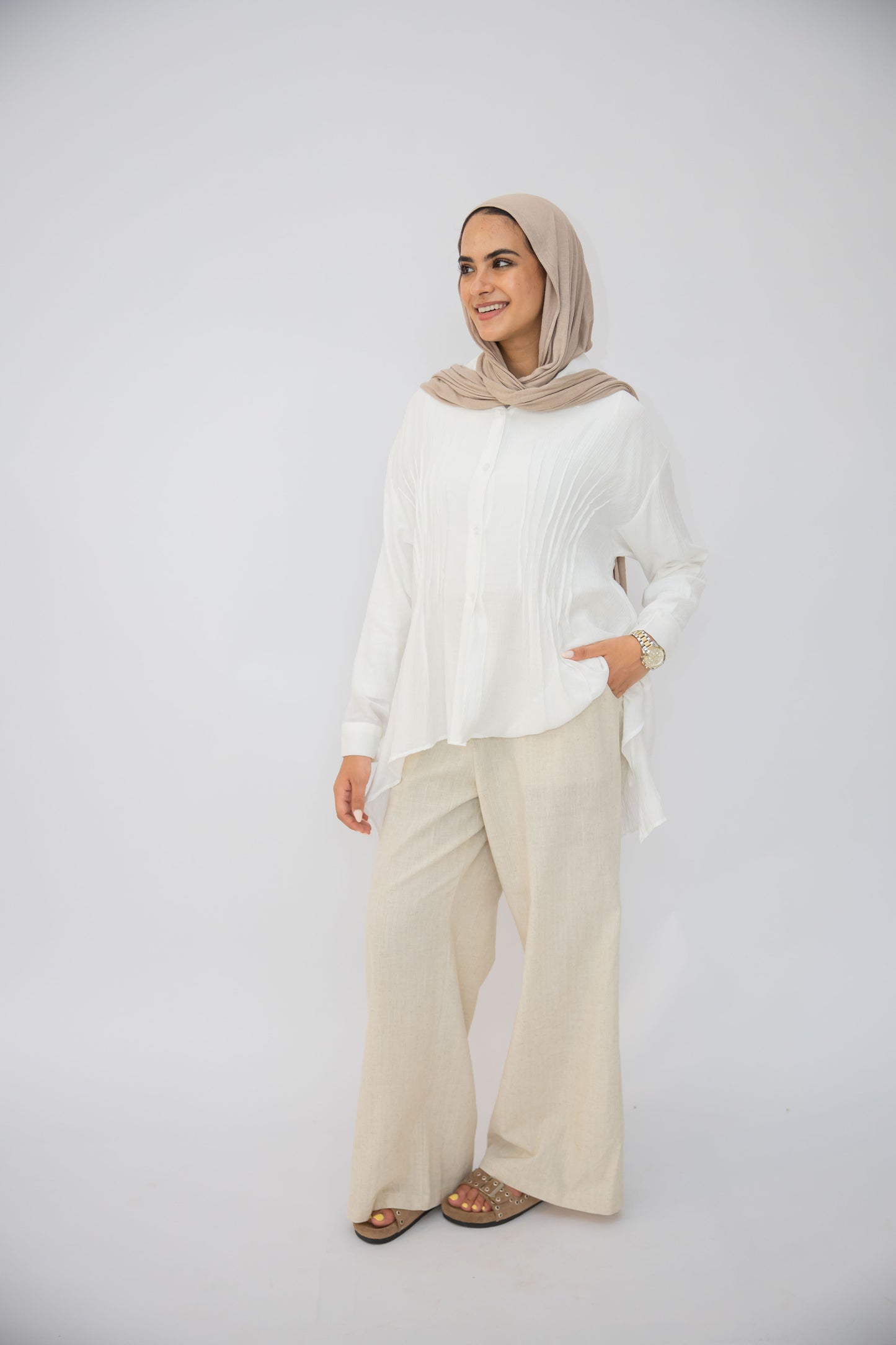 Pleat Lines top in White