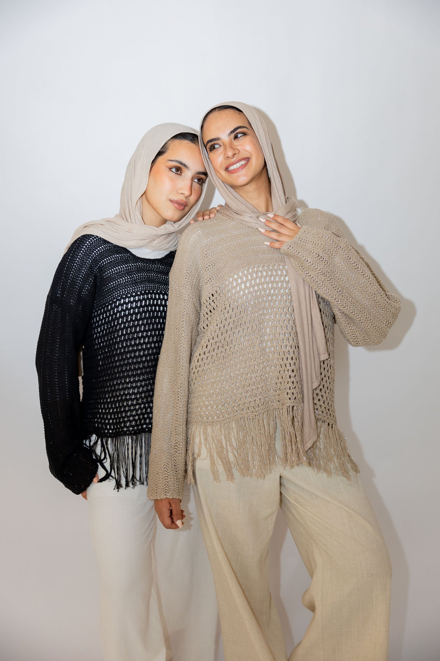 Sea threads crochet top in shimmer cafe