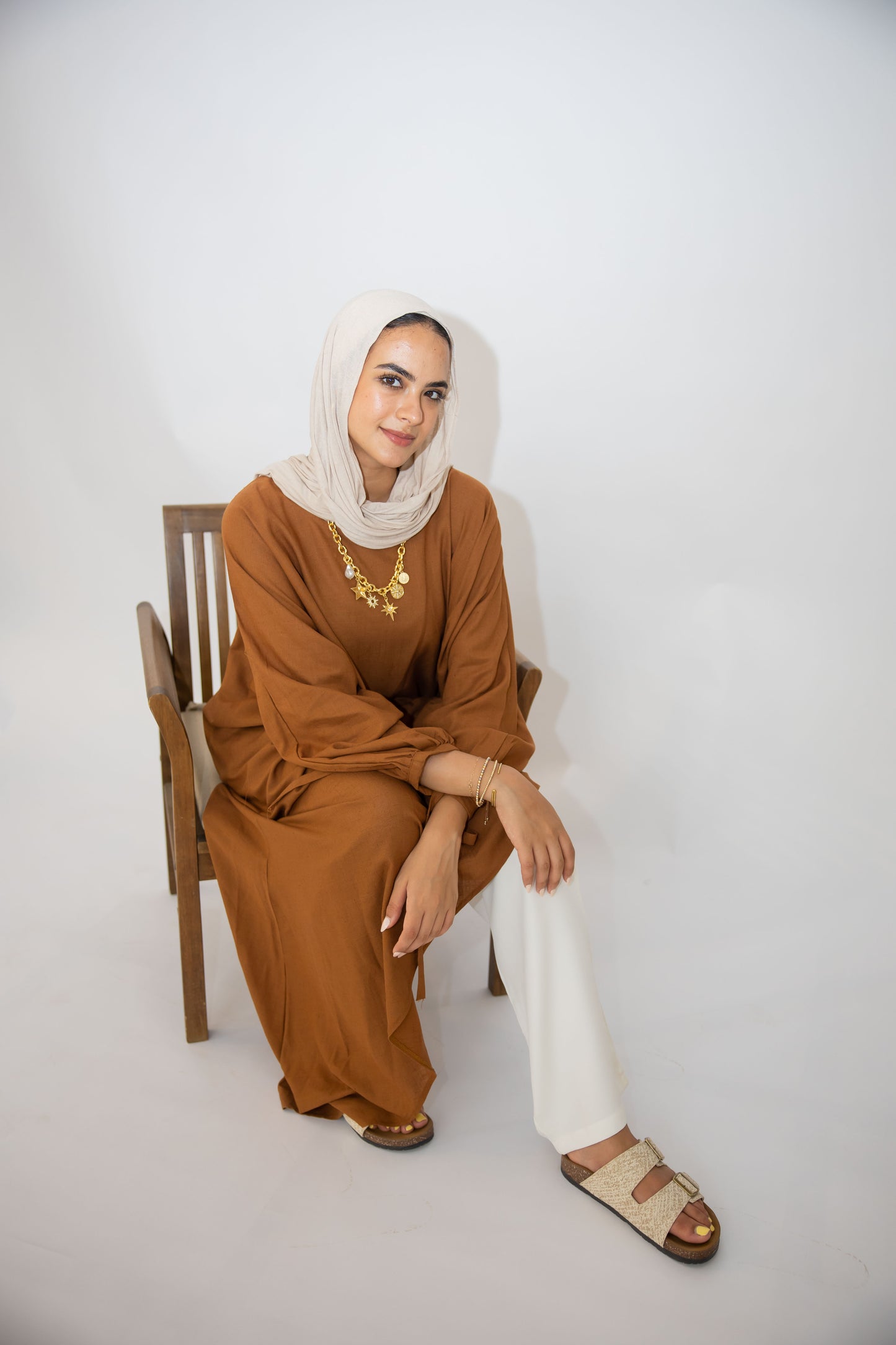 Asymmetric Linen Top in Brown