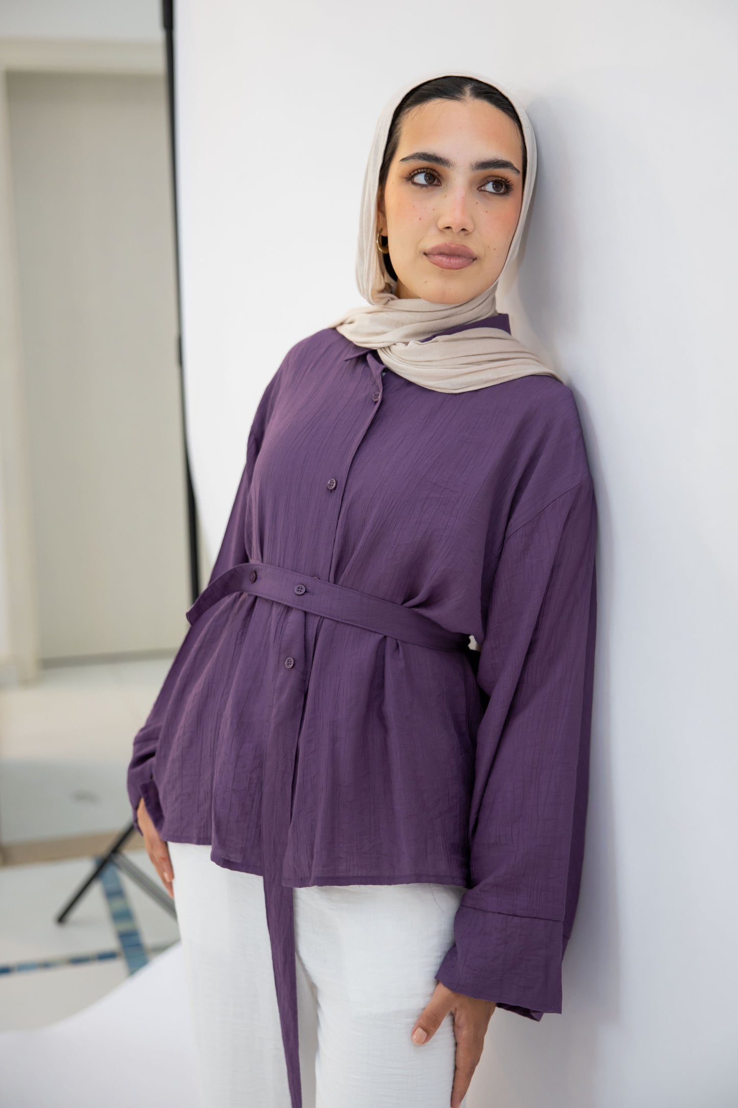 The Adjust belted shirt in Purple
