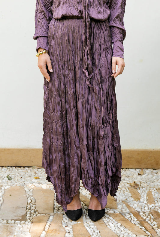 Anne Crushed skirt in Mauve wine