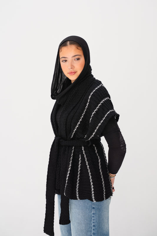 Silver Threads Knit Vest in Black