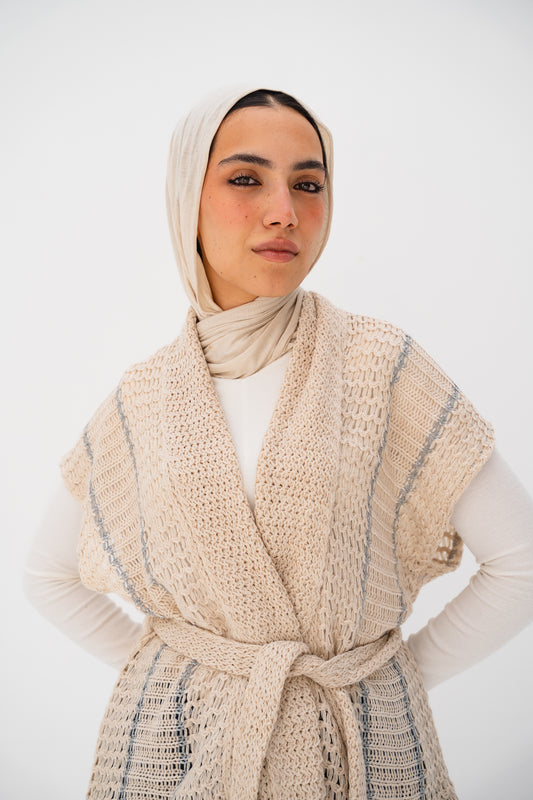Silver Threads Knit Vest in Off white
