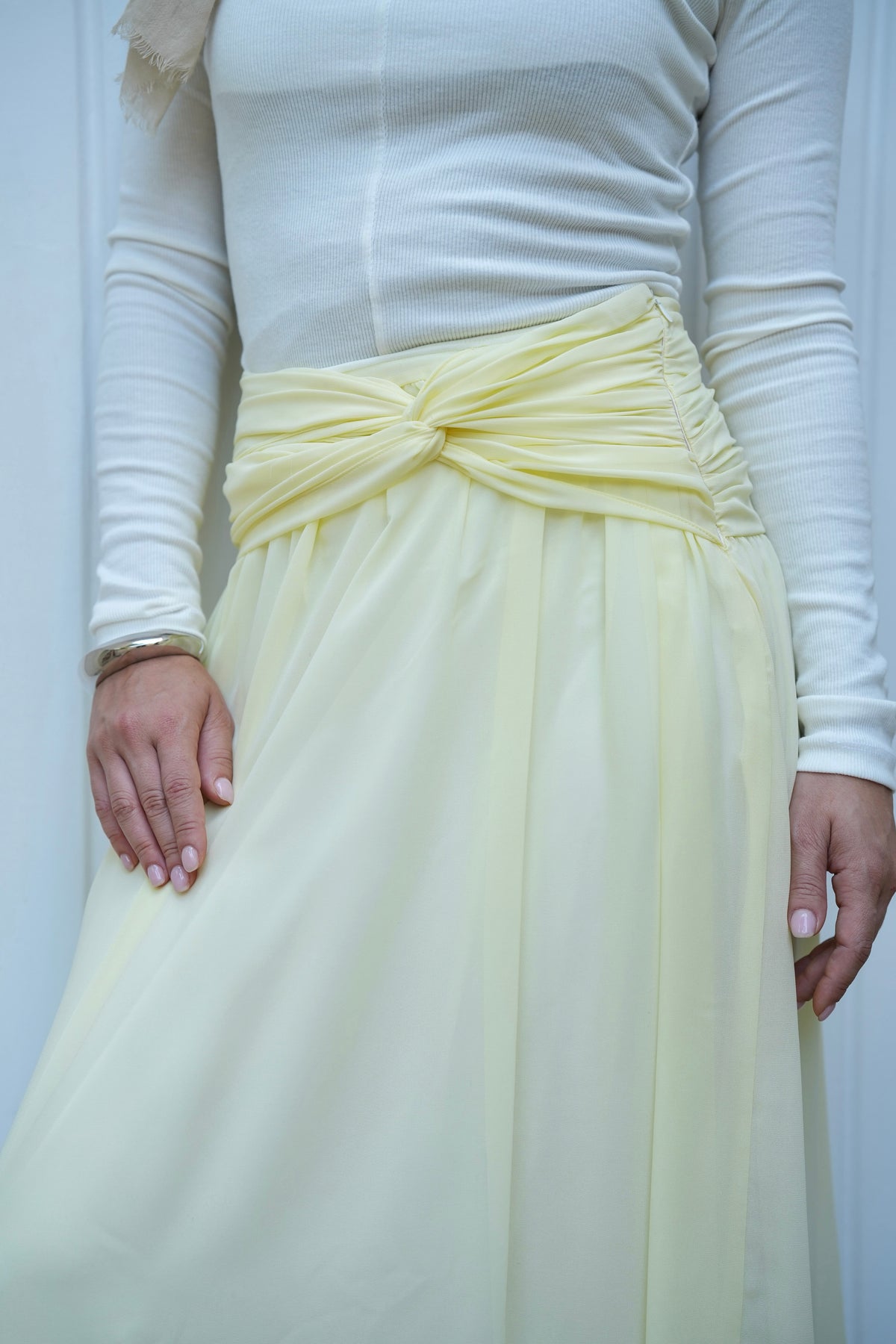 Ruby Twisted Skirt in Butter yellow
