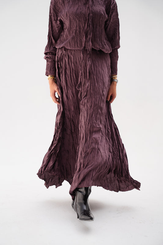 Anne Crushed skirt in Mauve wine