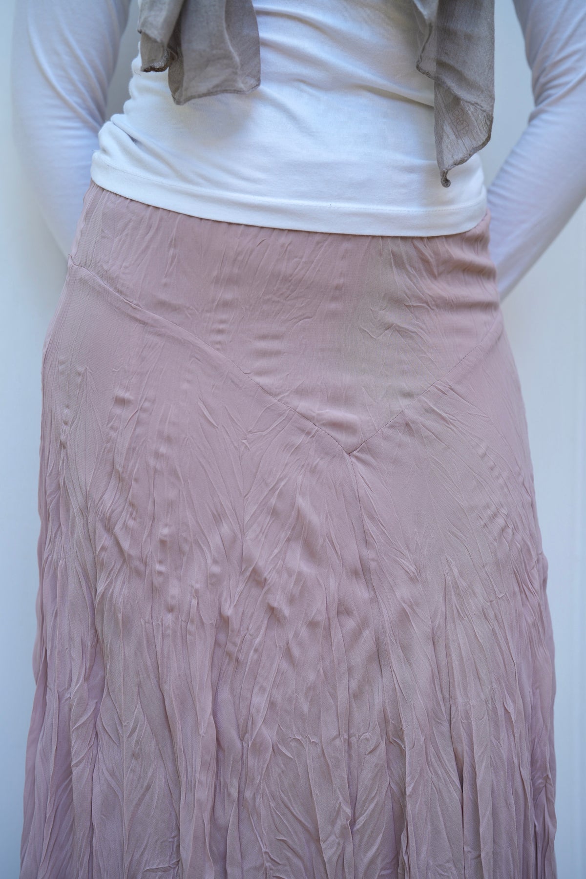 Lilia Crushed Skirt in Dusty Rose