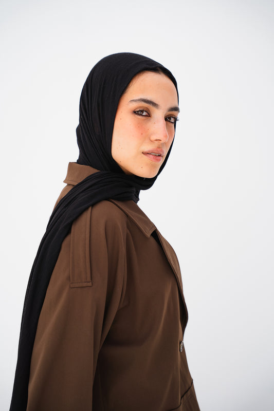 Cropped Trench Coat in Brown