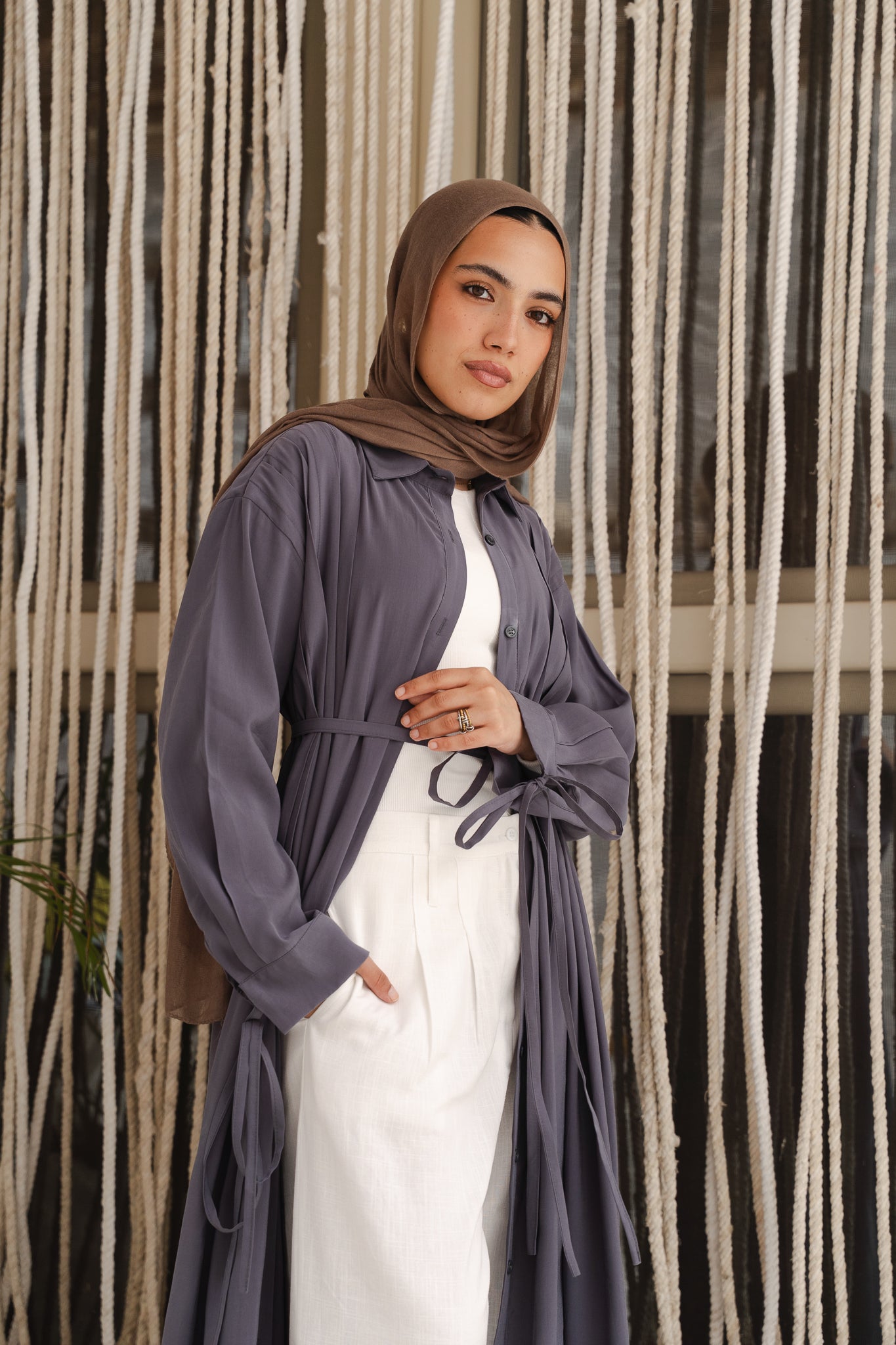 Golden Wave Shirt Dress in Steel Blue