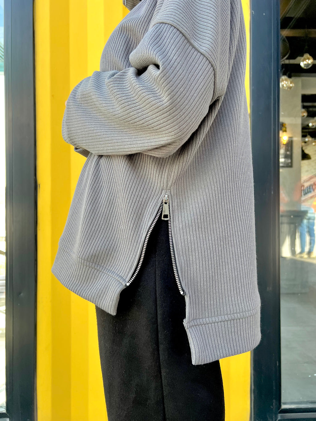 Zip-Up Sweater in Grey