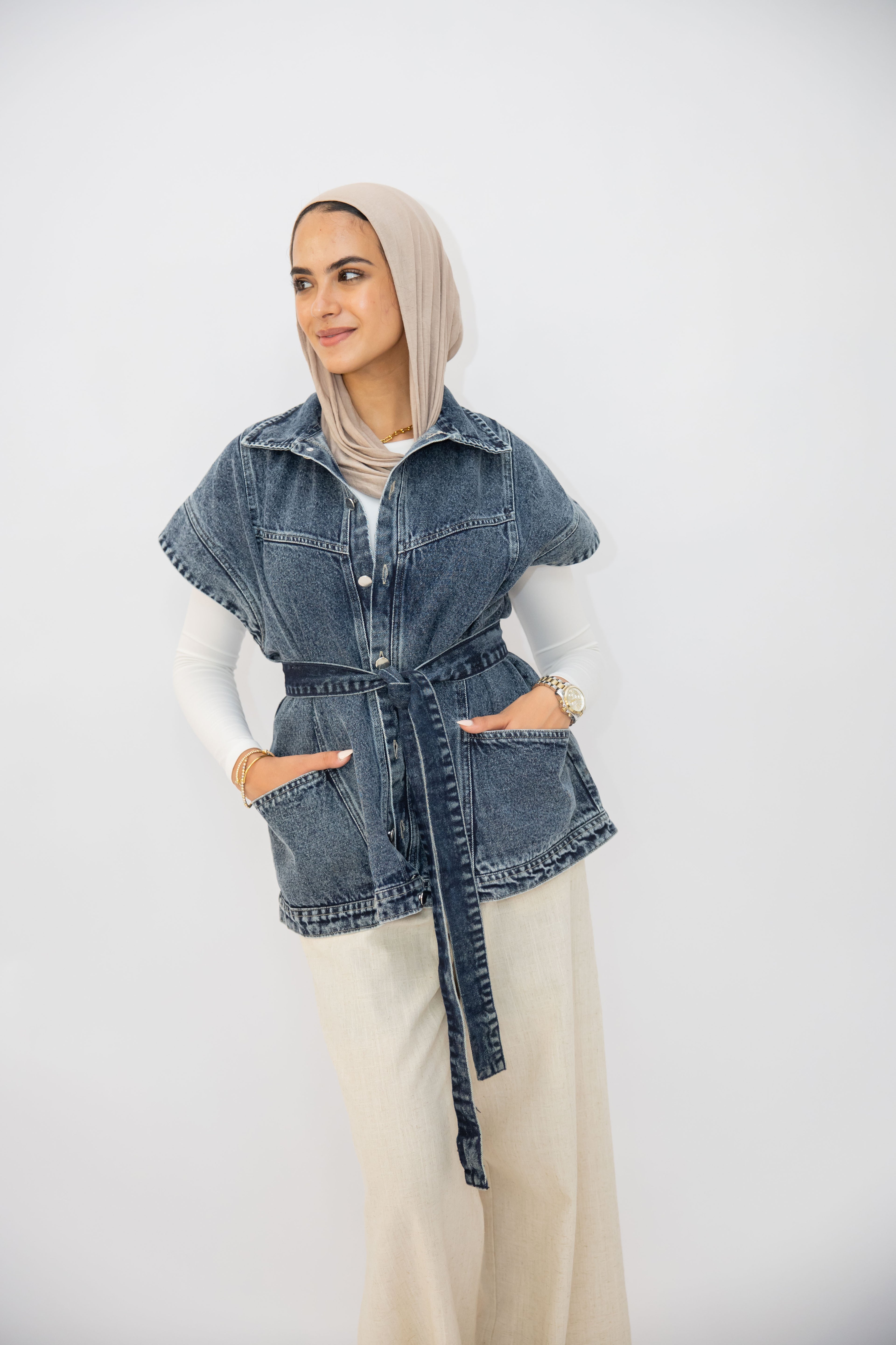 Denim Vest in Dark blue