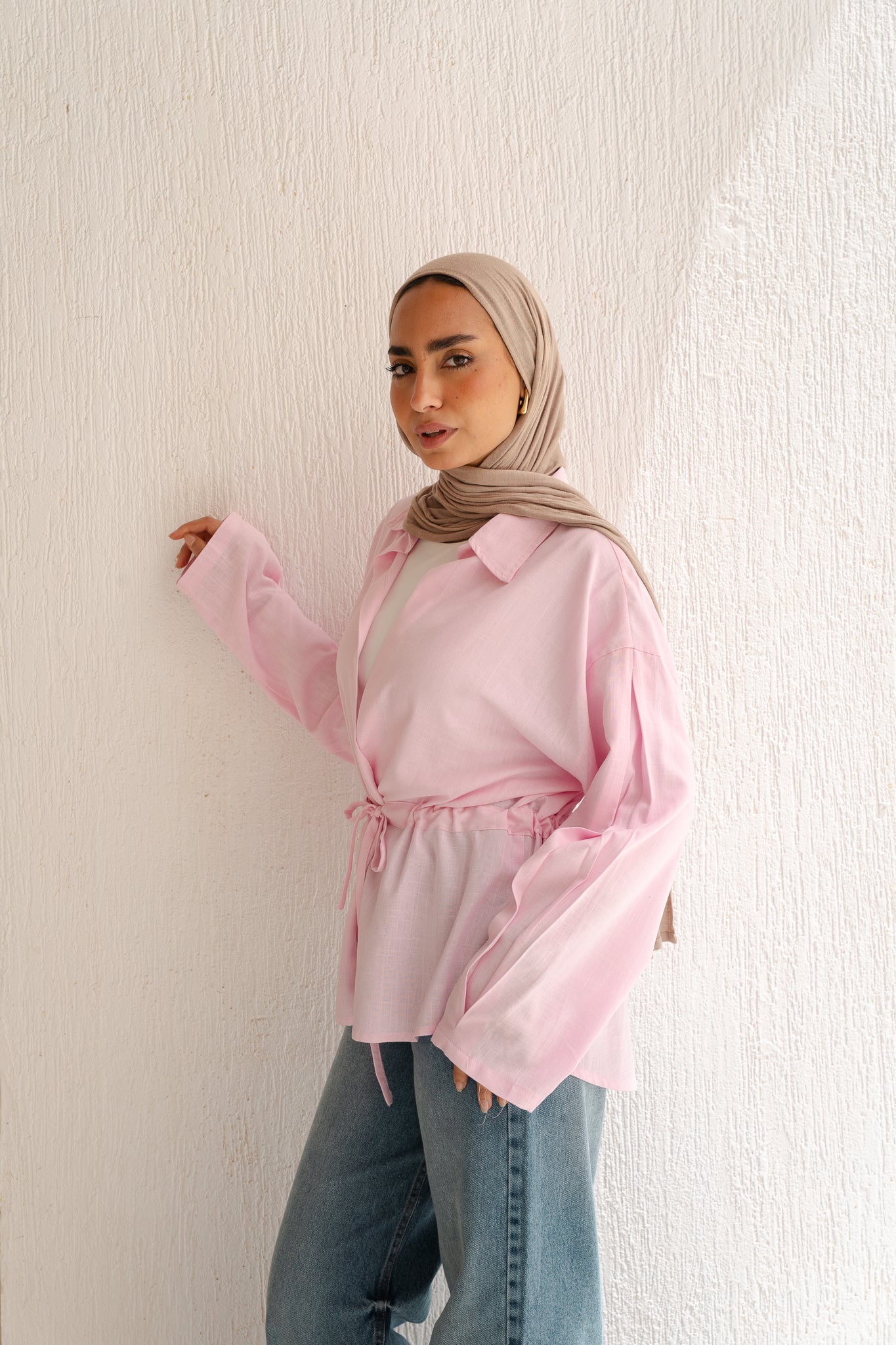 Slay You Girl Linen Top in Rose