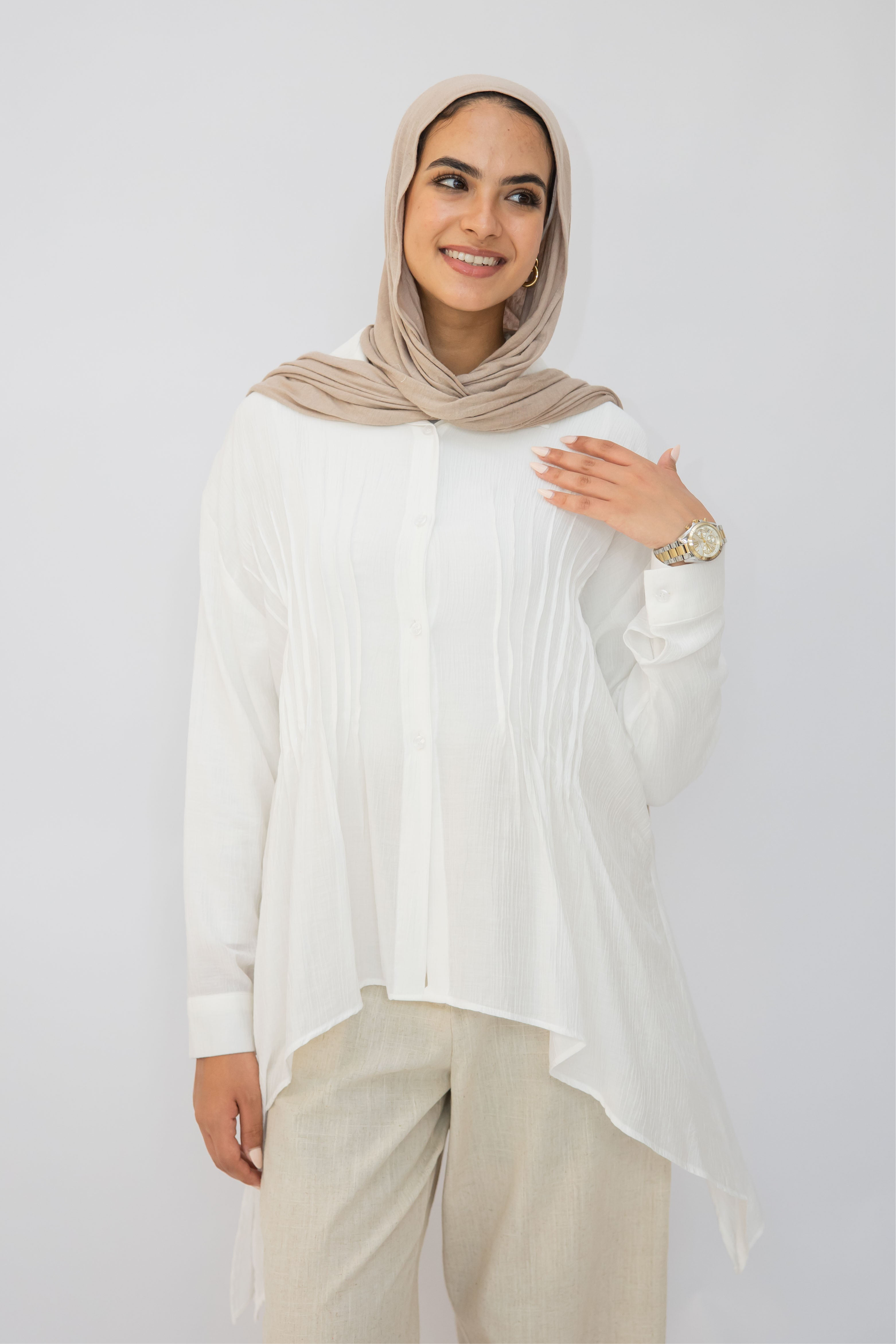 Pleat Lines top in White