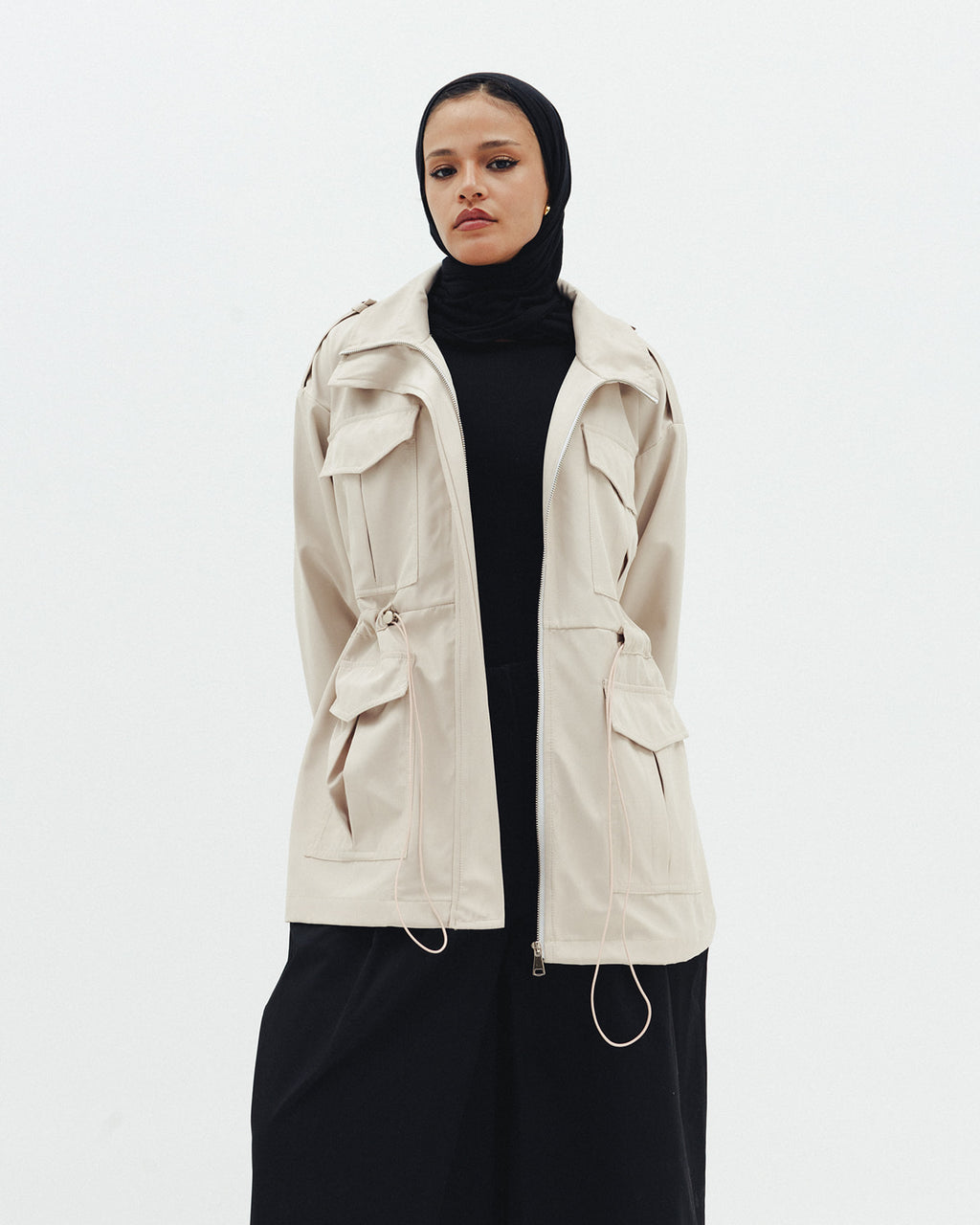 The Drawstring Jacket in Beige