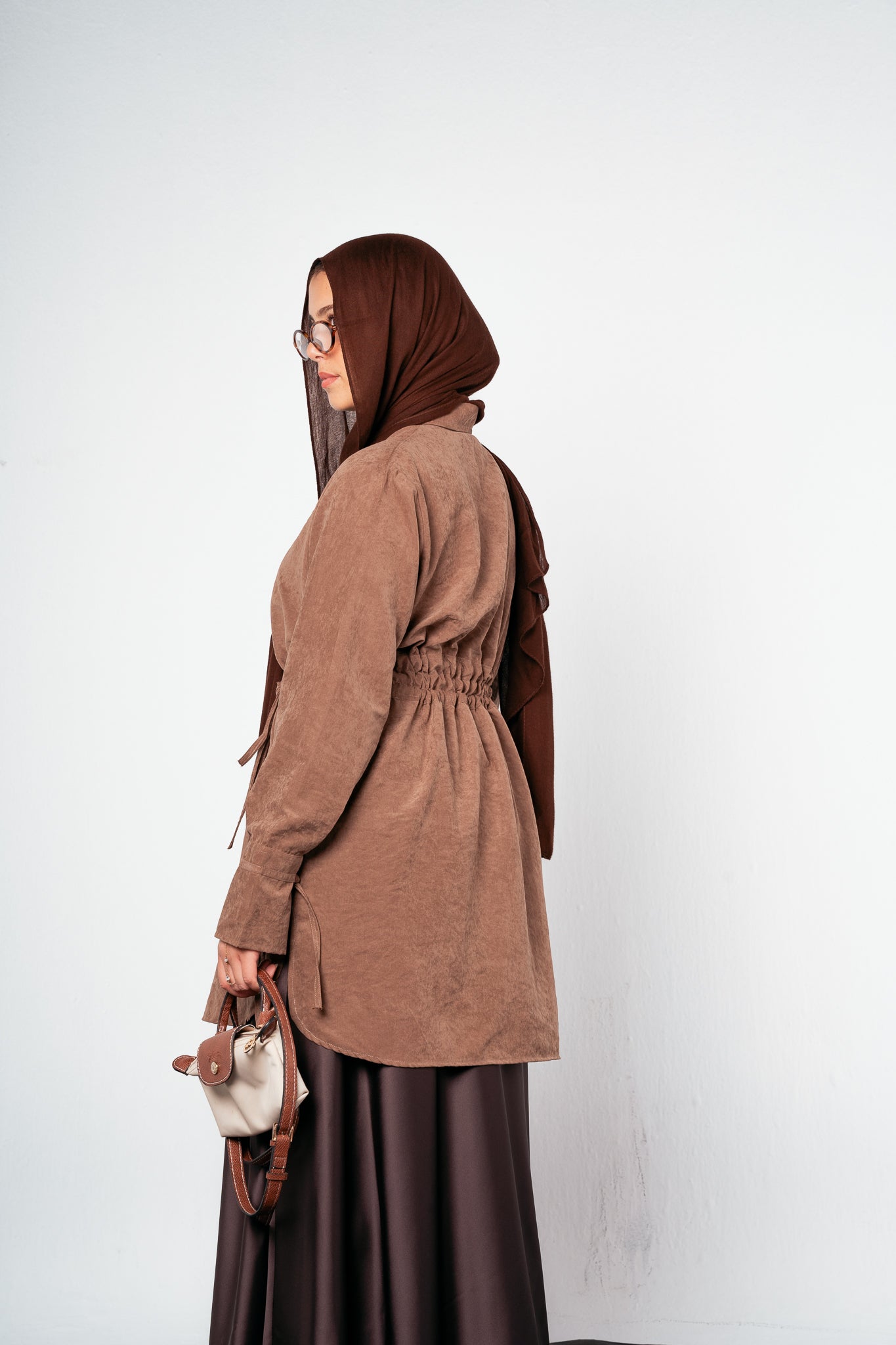 Behind Tie Shirt in Brown