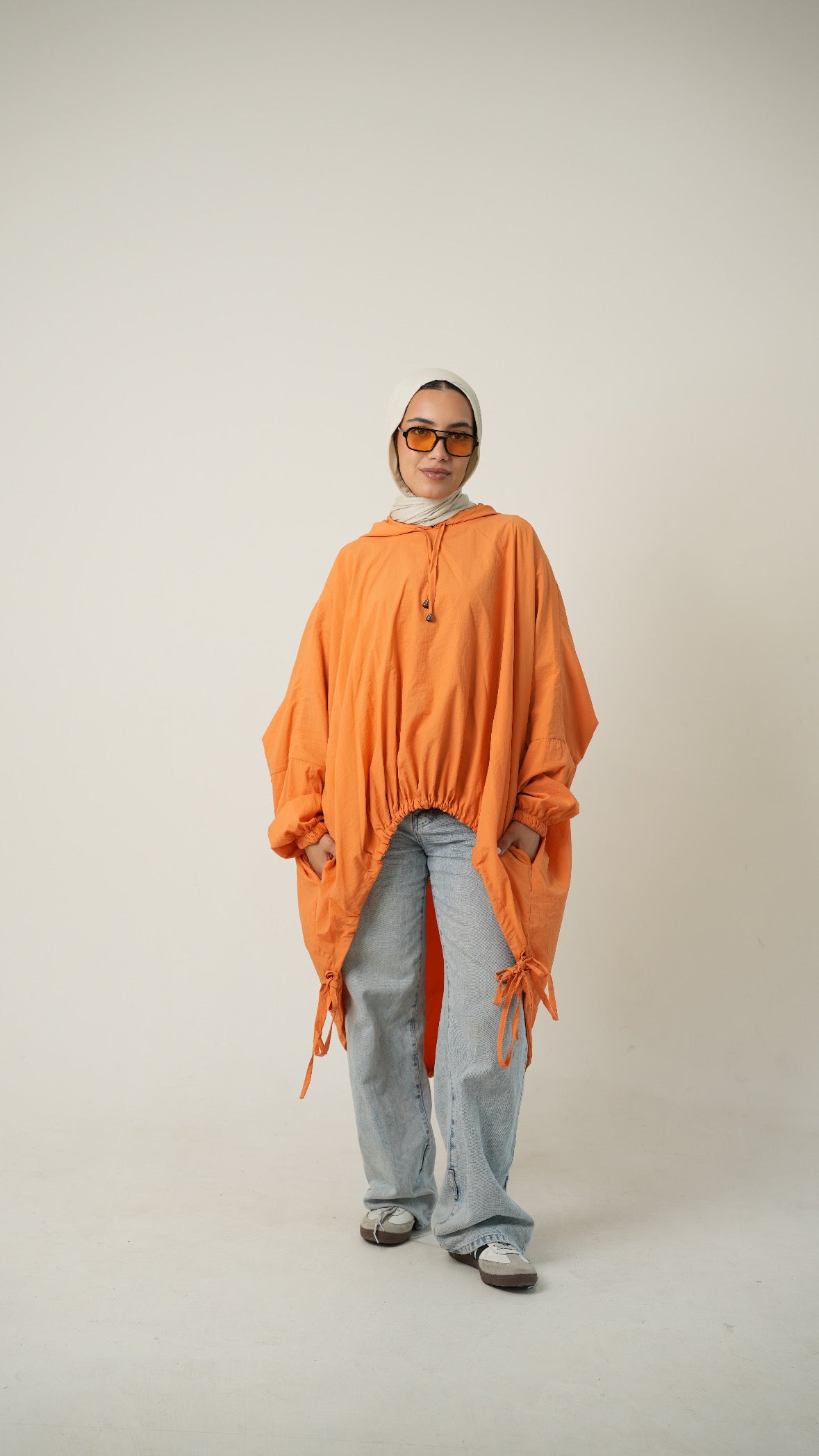 Hooded Waterproof jacket in pumpkin