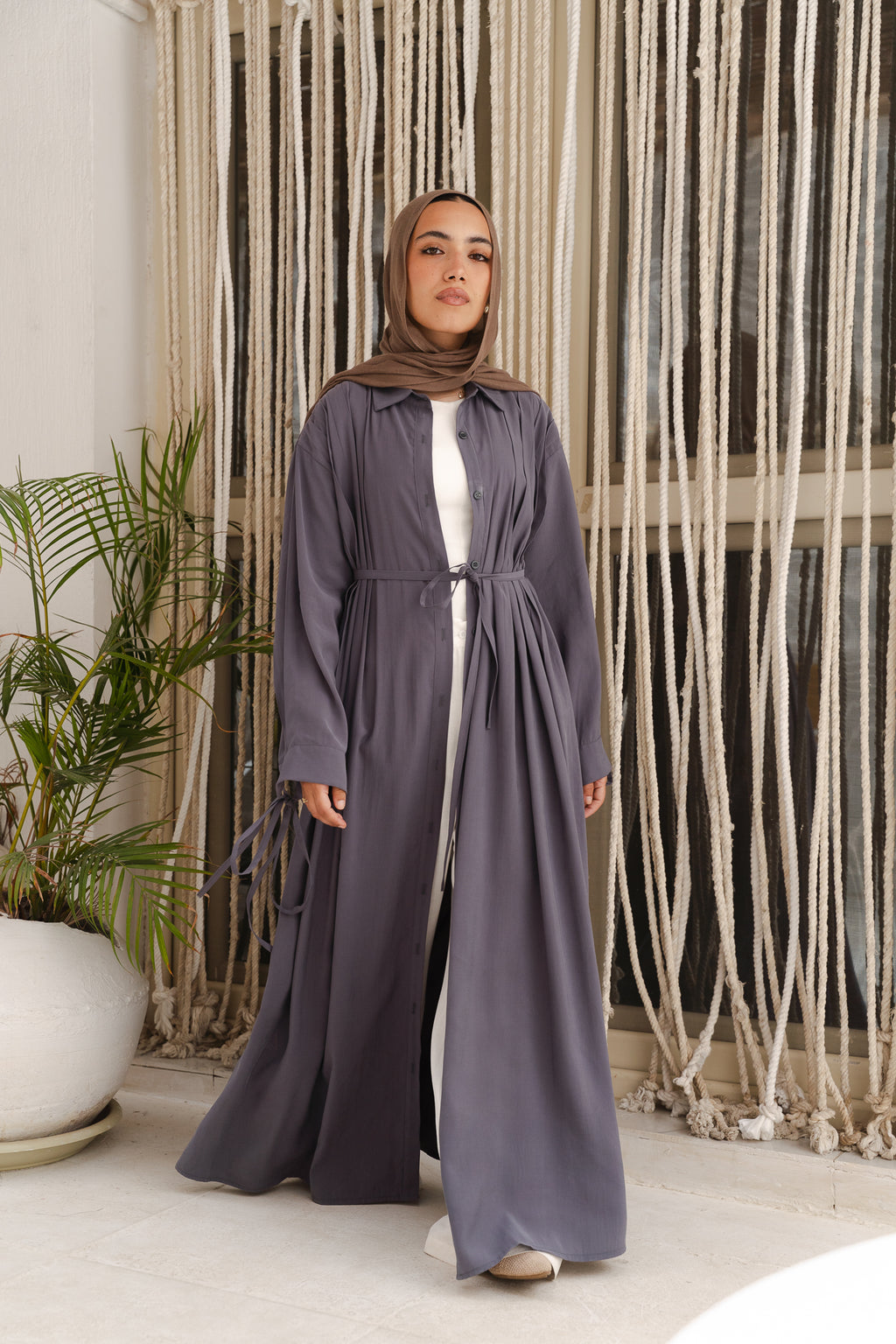 Golden Wave Shirt Dress in Steel Blue