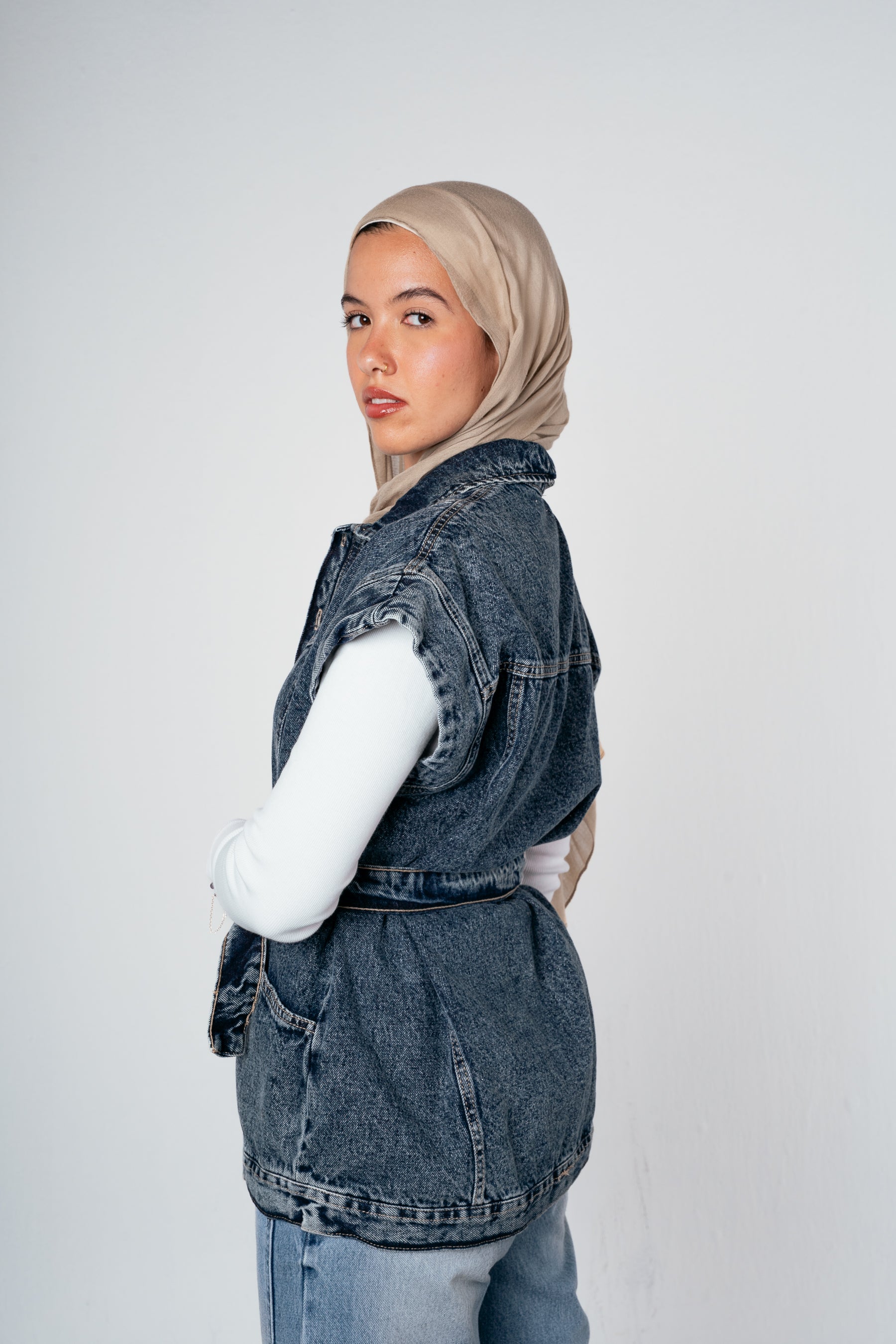 Denim Vest in Dark blue