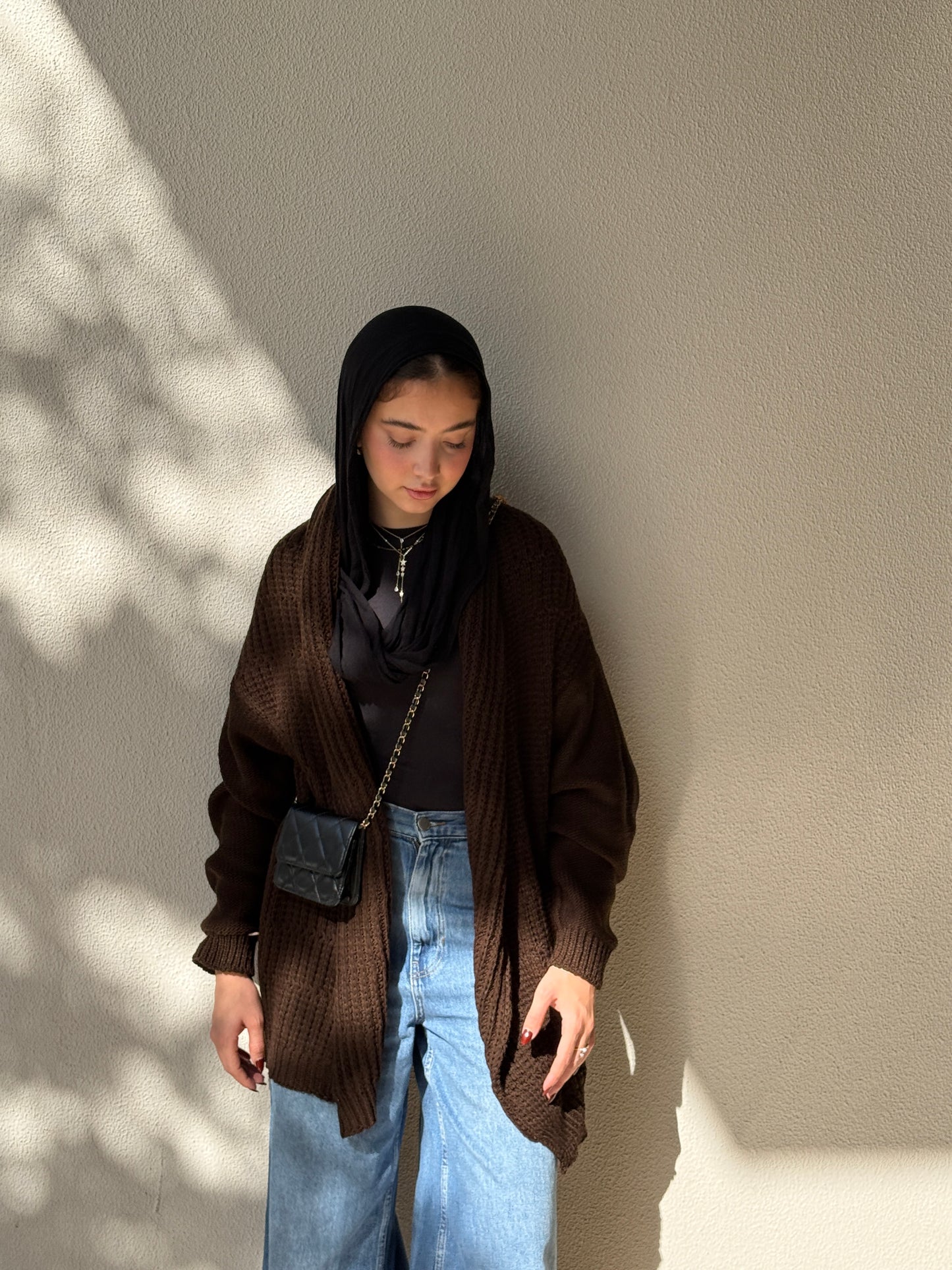 The Warm Hug Knit Cardigan in Brown