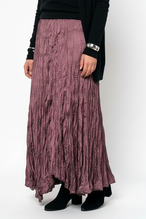 Anne Crushed skirt in Mauve wine