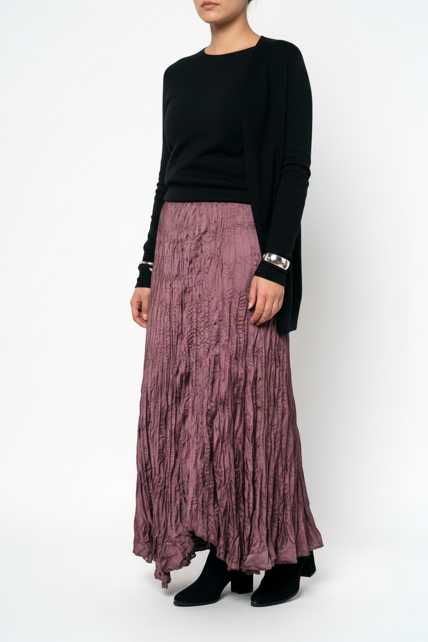 Anne Crushed skirt in Mauve wine