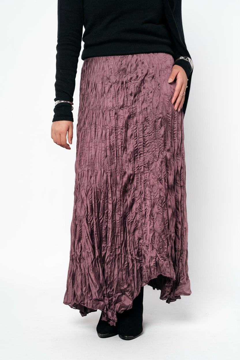 Anne Crushed skirt in Mauve wine