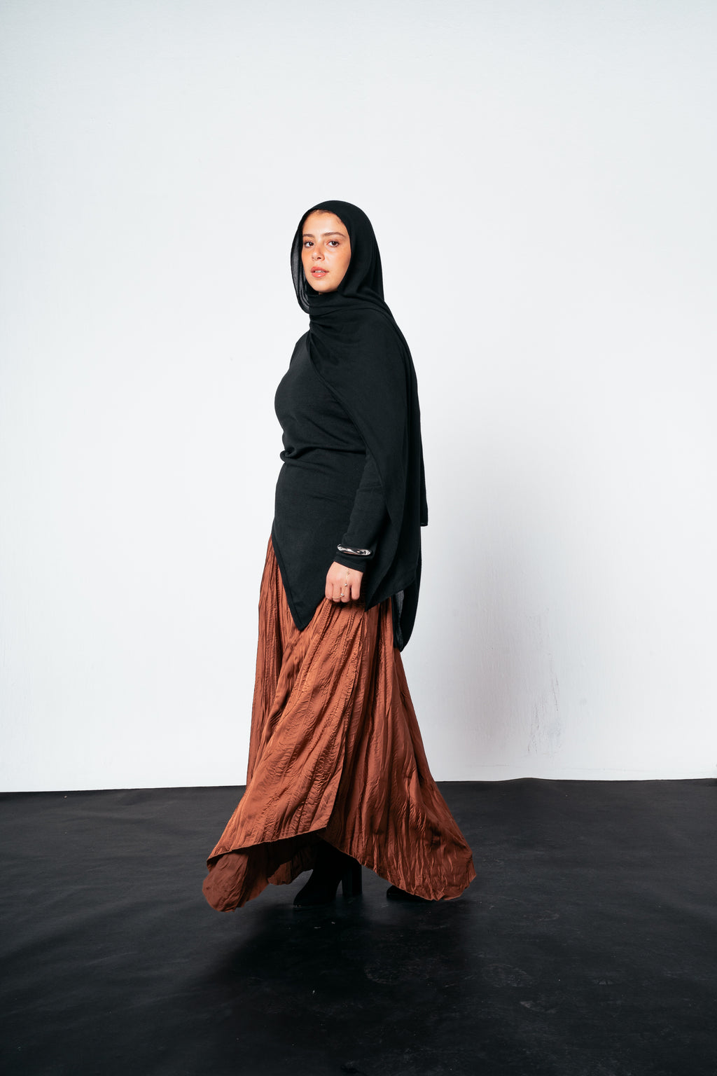 Warm Knit Asymmetrical Top in Black