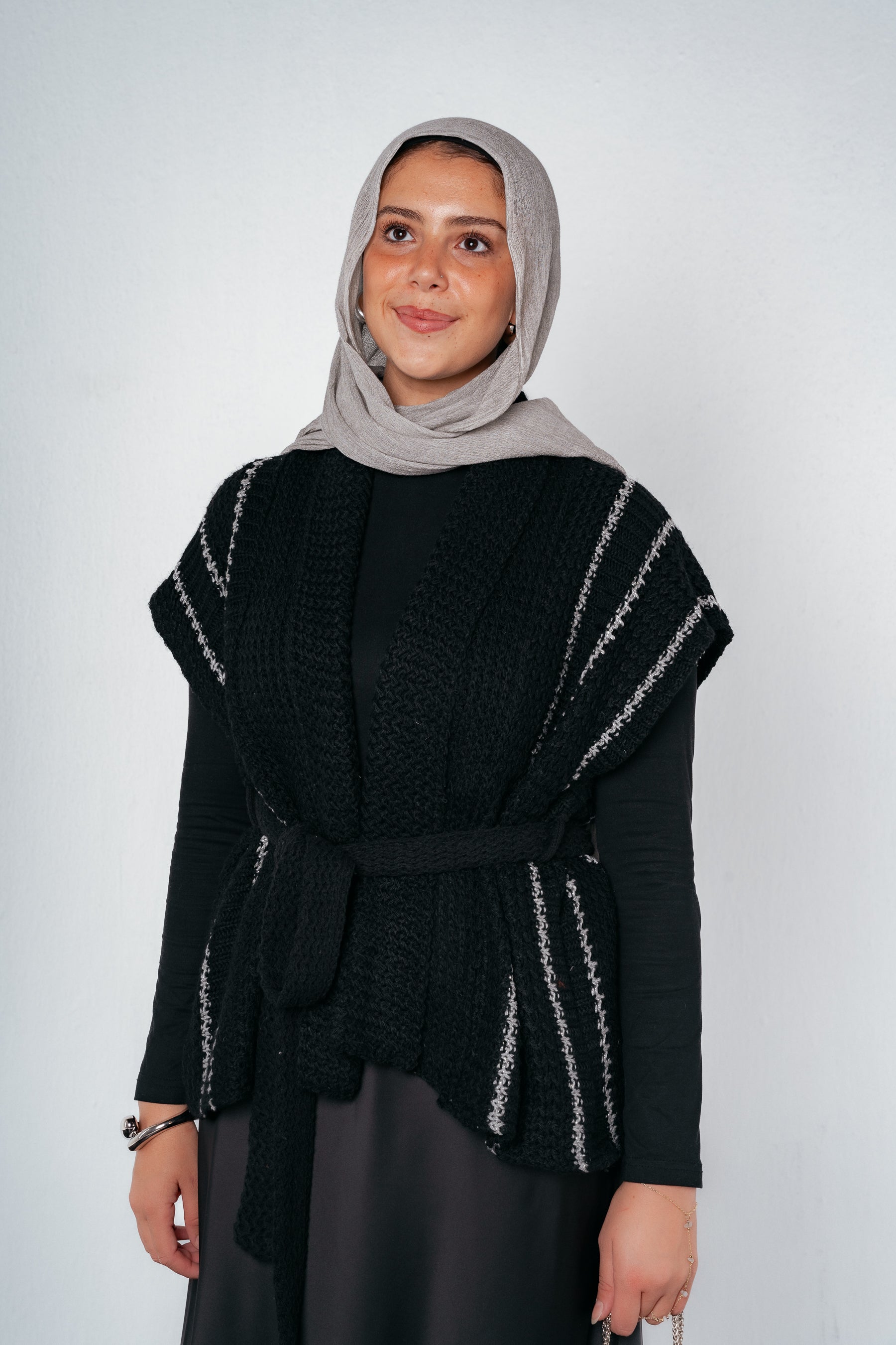 Silver Threads Knit Vest in Black