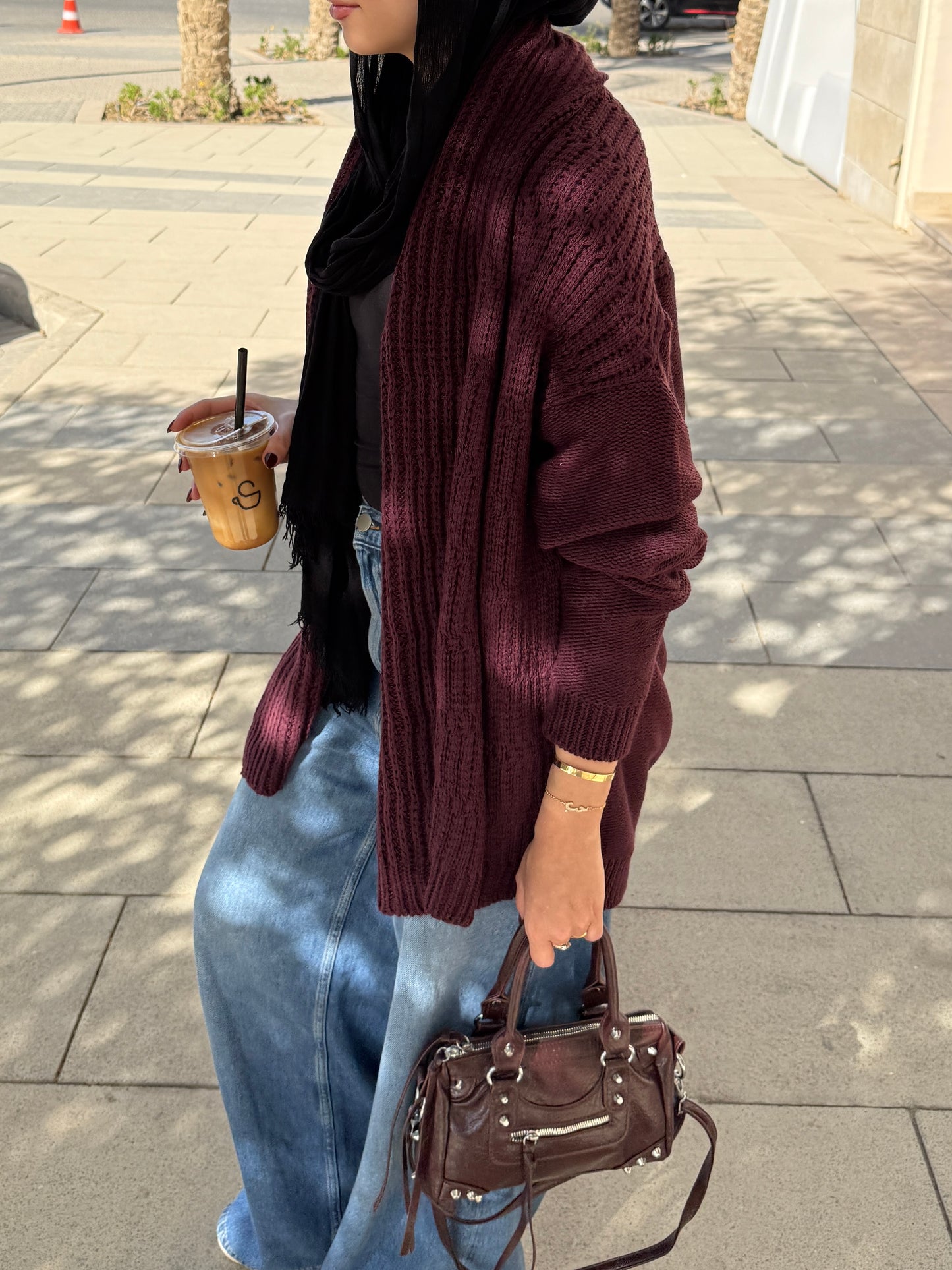 The Warm Hug Knit Cardigan in Burgundy